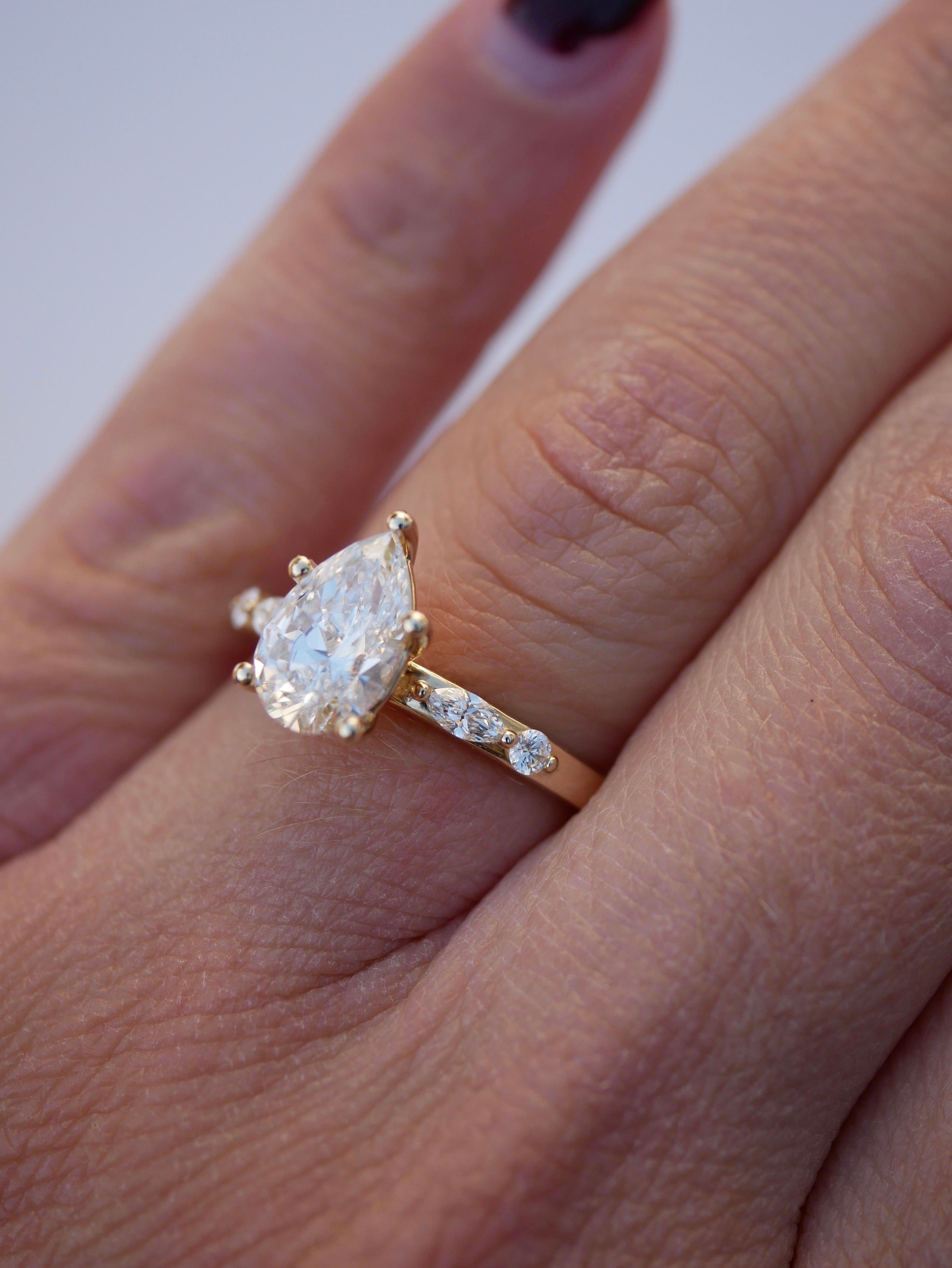 3 CT Elongated Cushion Five Stone Lab Grown Diamond Engagement Ring