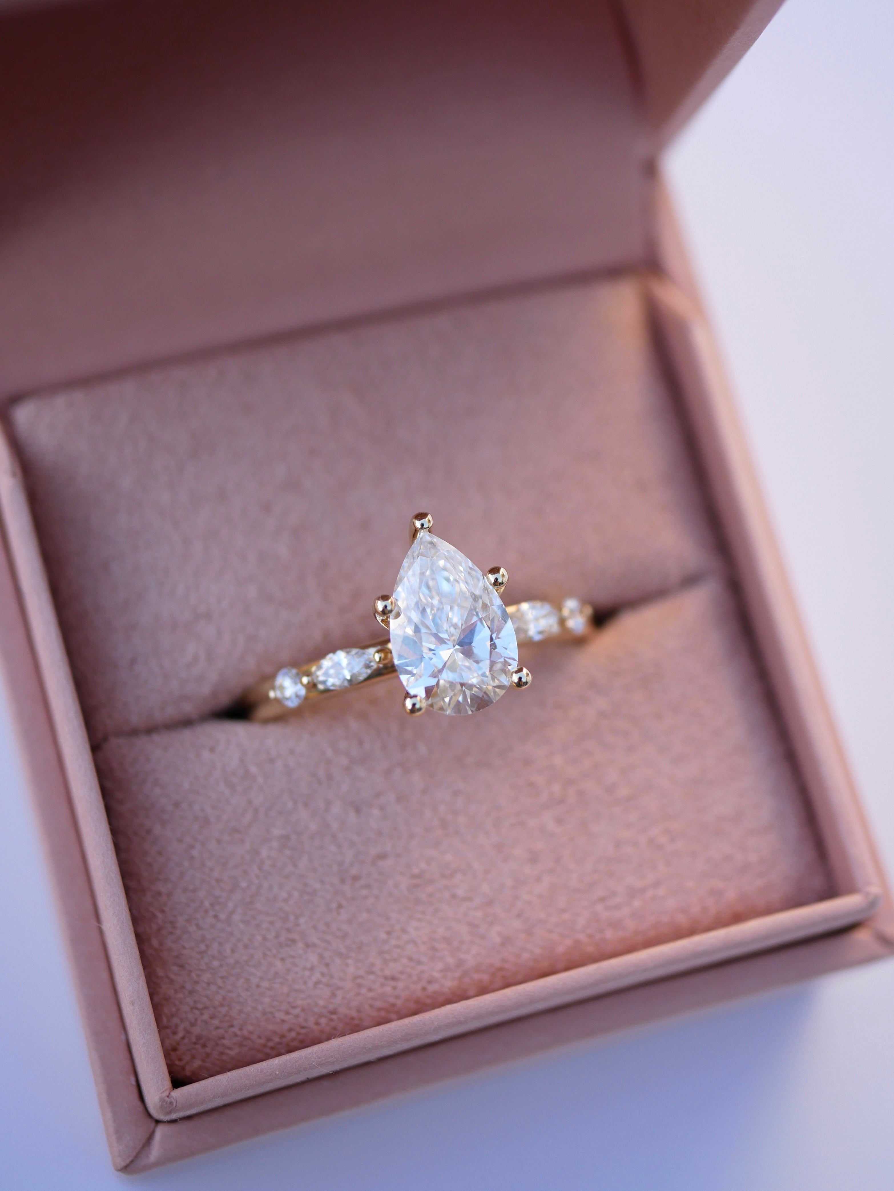 3 CT Elongated Cushion Five Stone Lab Grown Diamond Engagement Ring
