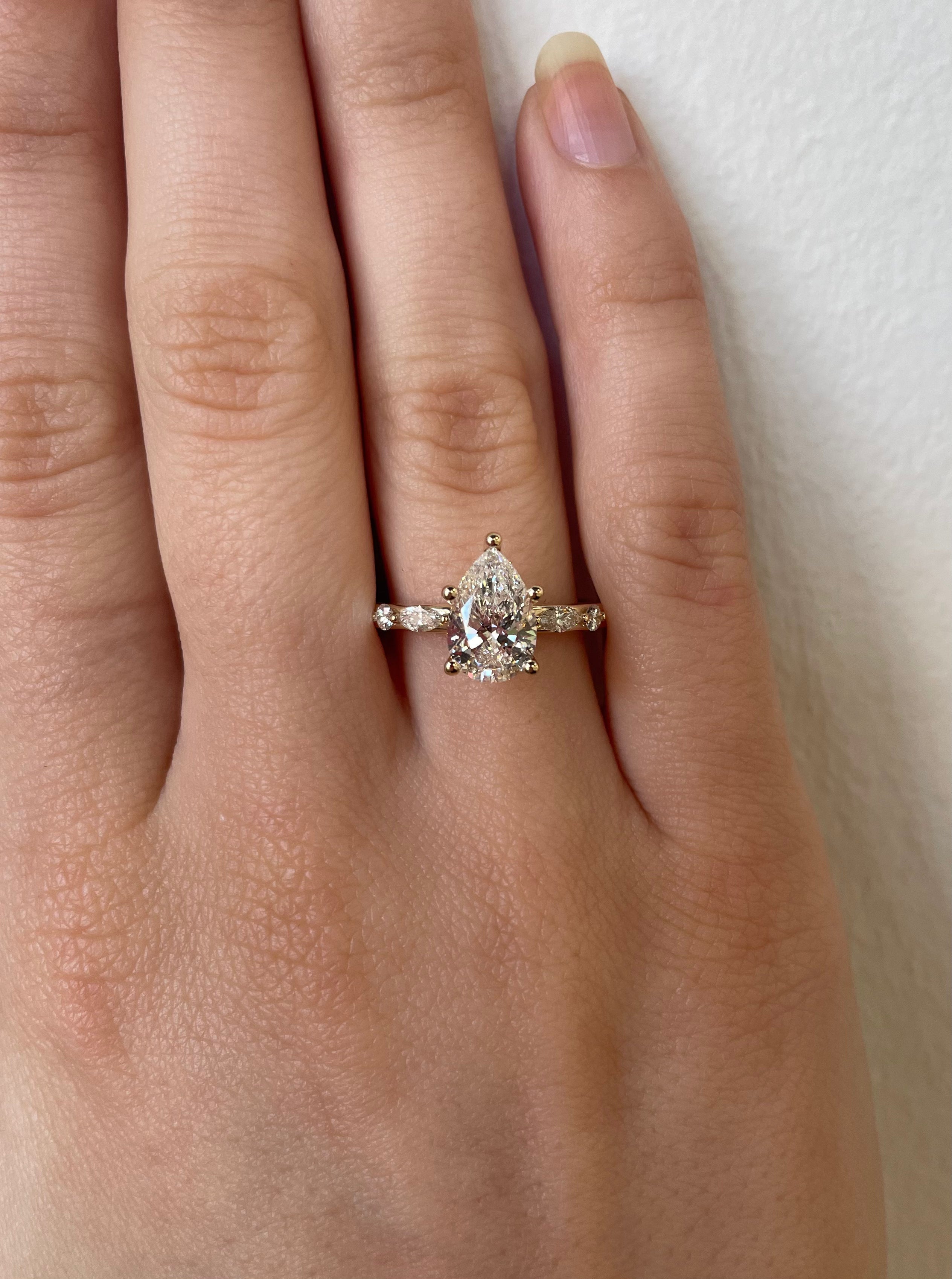 3 CT Elongated Cushion Five Stone Lab Grown Diamond Engagement Ring