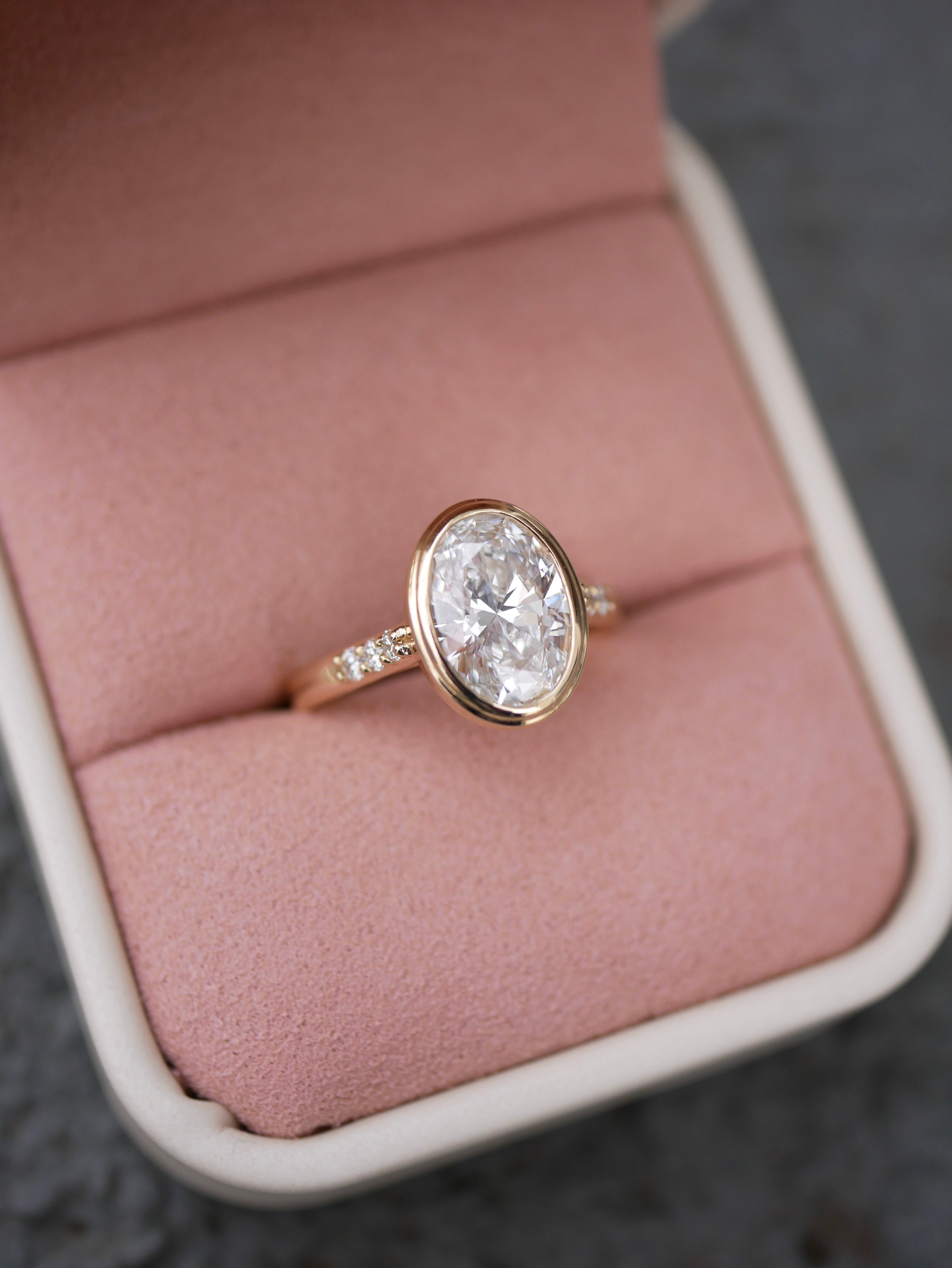 3 CT Elongated Cushion Five Stone Lab Grown Diamond Engagement Ring