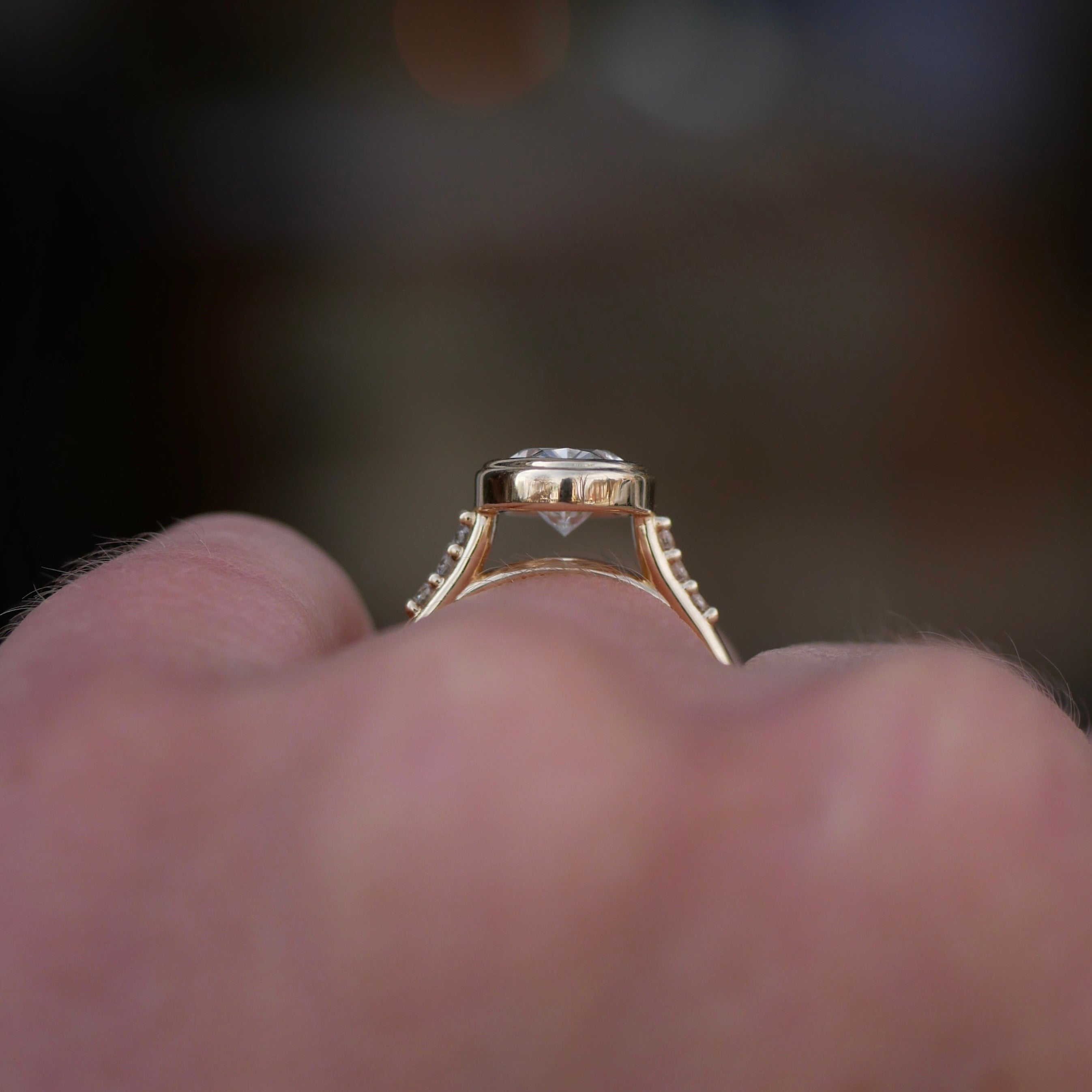 3 CT Elongated Cushion Five Stone Lab Grown Diamond Engagement Ring