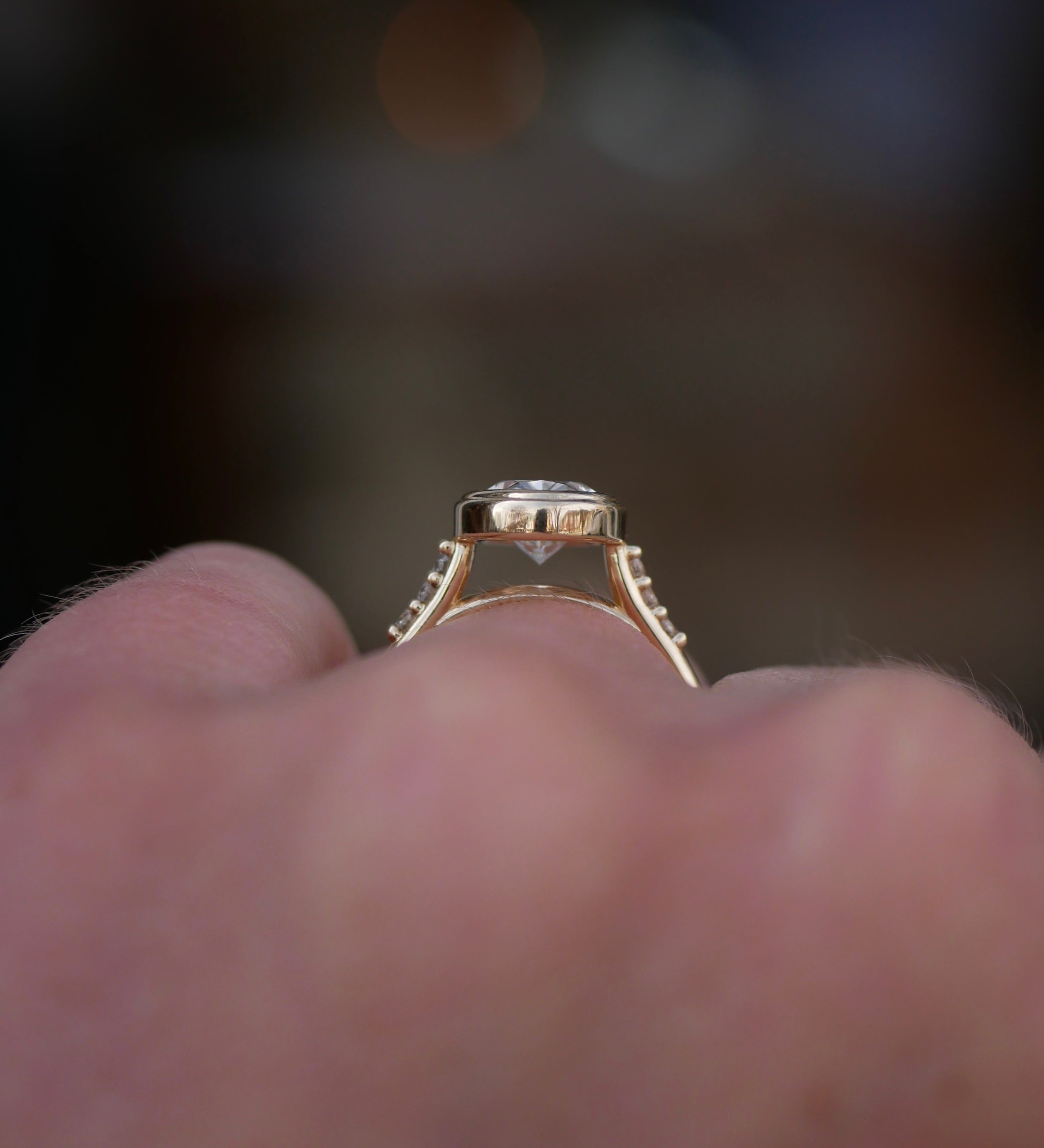 3 CT Elongated Cushion Five Stone Lab Grown Diamond Engagement Ring