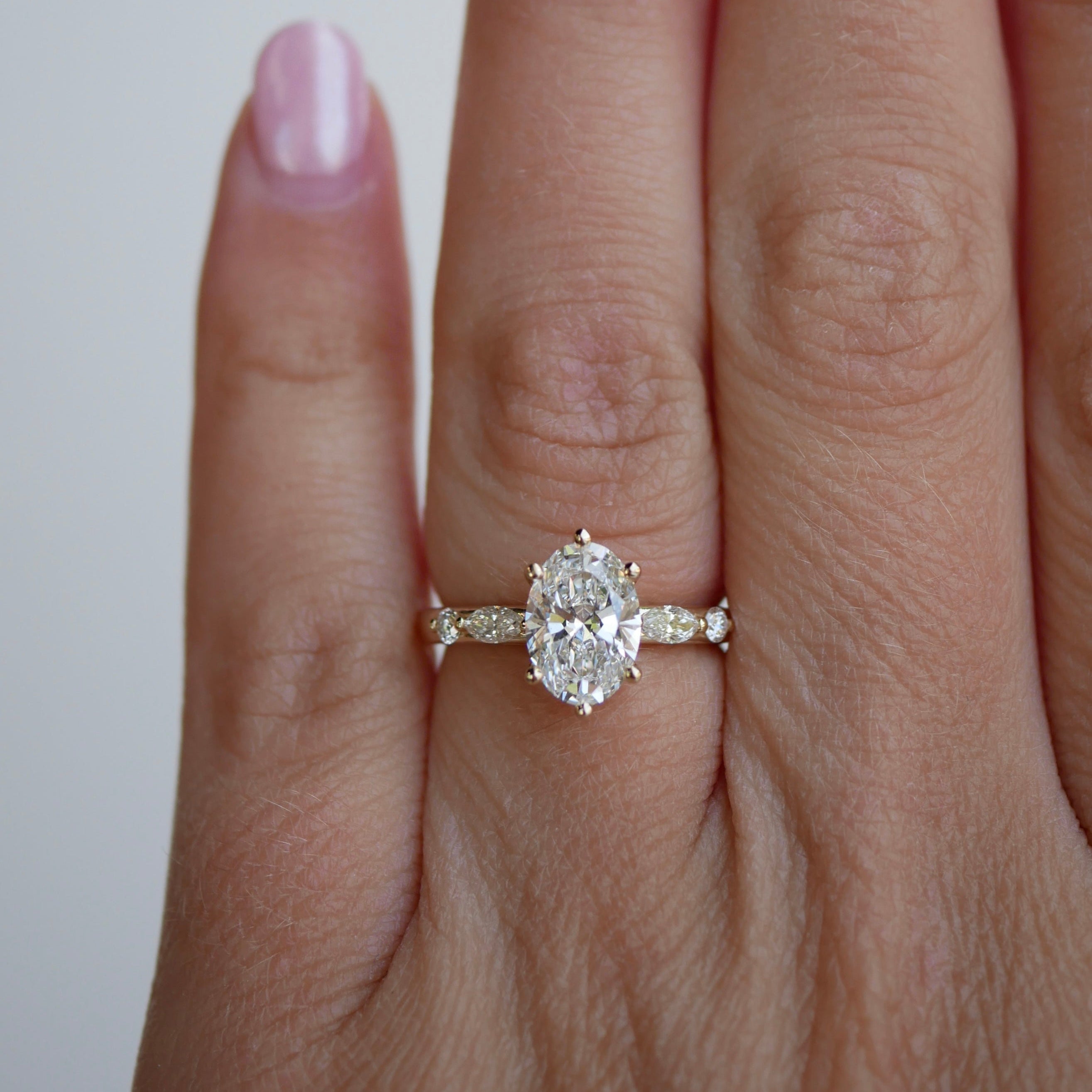 3 CT Elongated Cushion Five Stone Lab Grown Diamond Engagement Ring