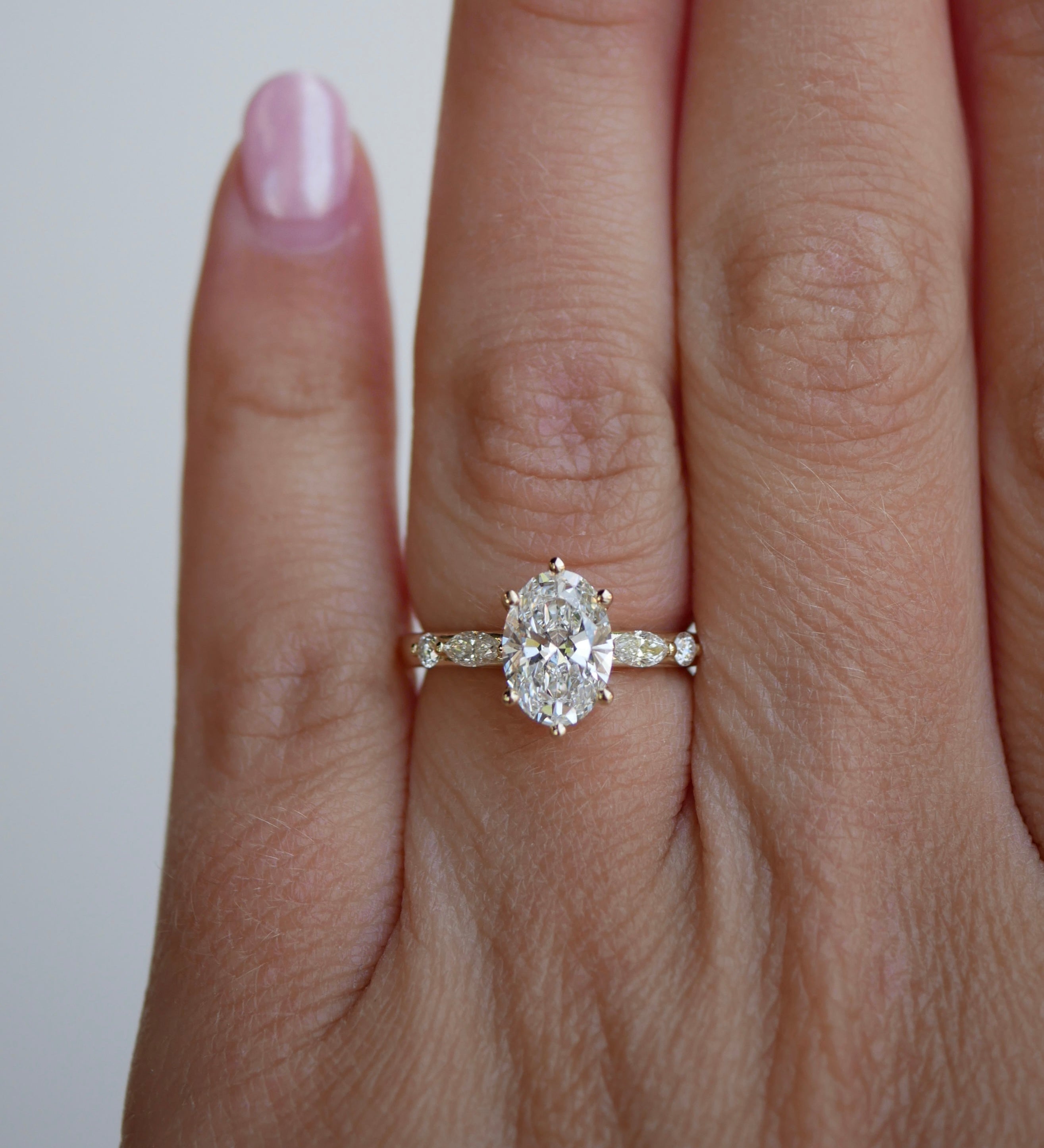 3 CT Elongated Cushion Five Stone Lab Grown Diamond Engagement Ring
