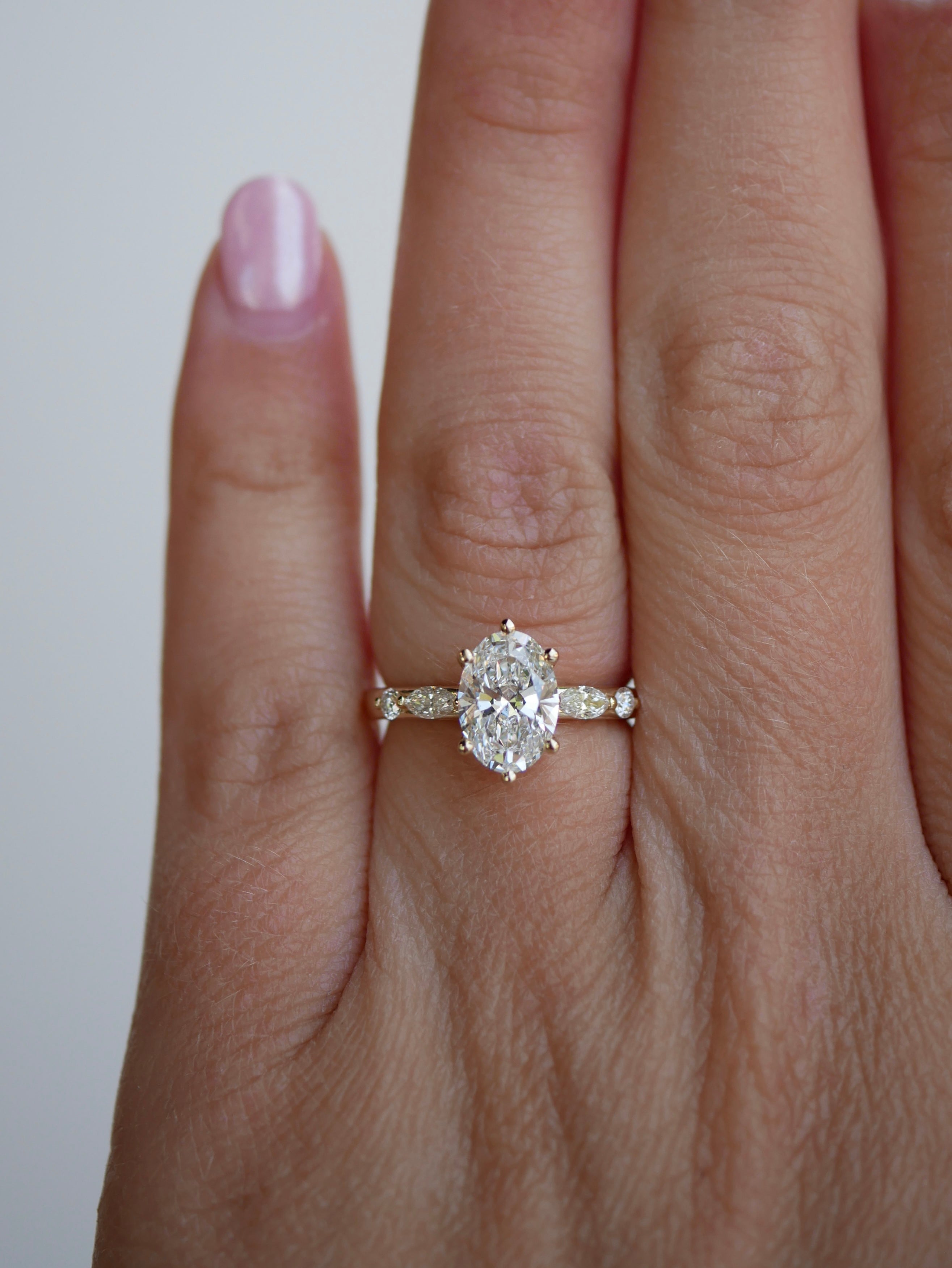 3 CT Elongated Cushion Five Stone Lab Grown Diamond Engagement Ring