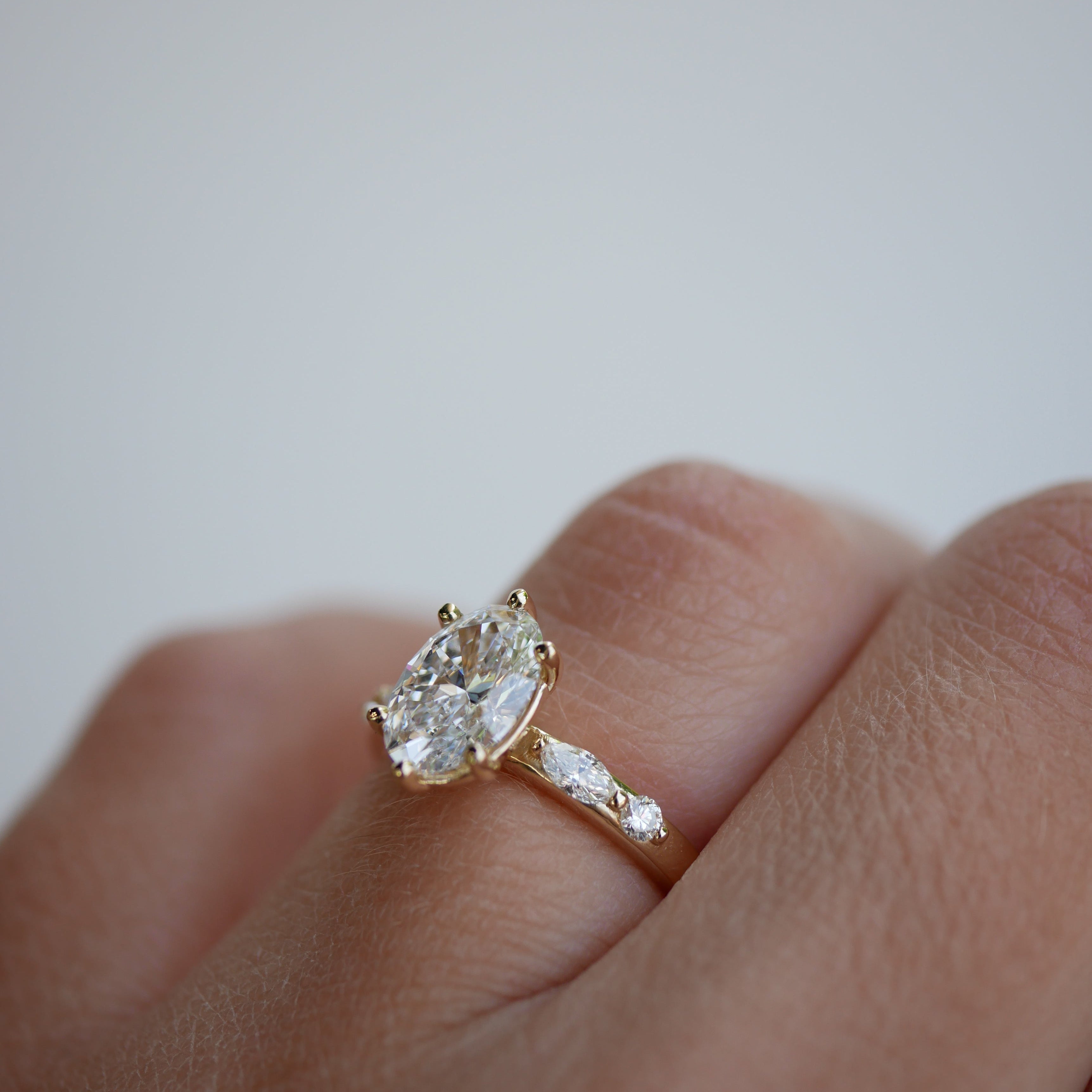 3 CT Elongated Cushion Five Stone Lab Grown Diamond Engagement Ring