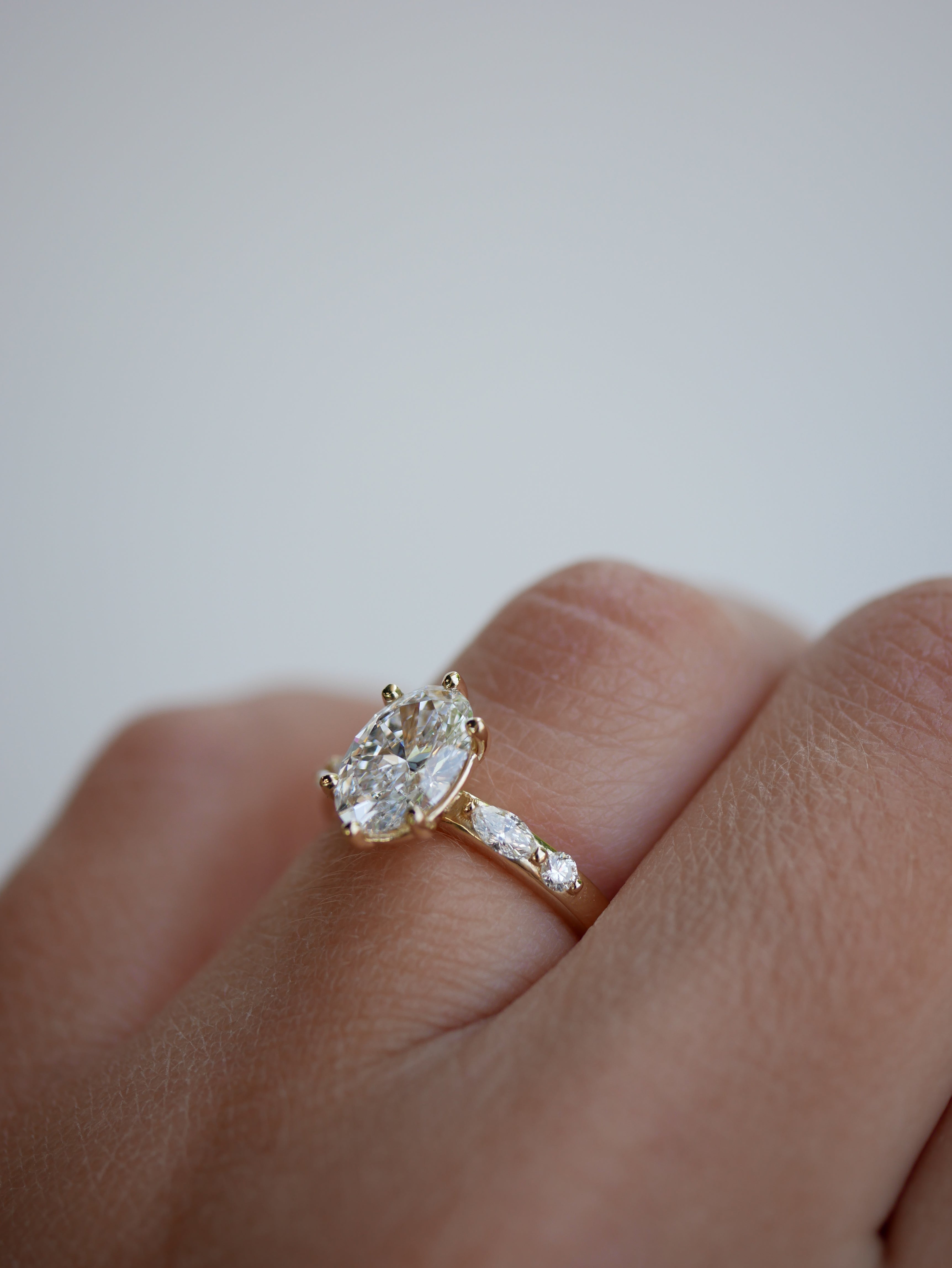 3 CT Elongated Cushion Five Stone Lab Grown Diamond Engagement Ring