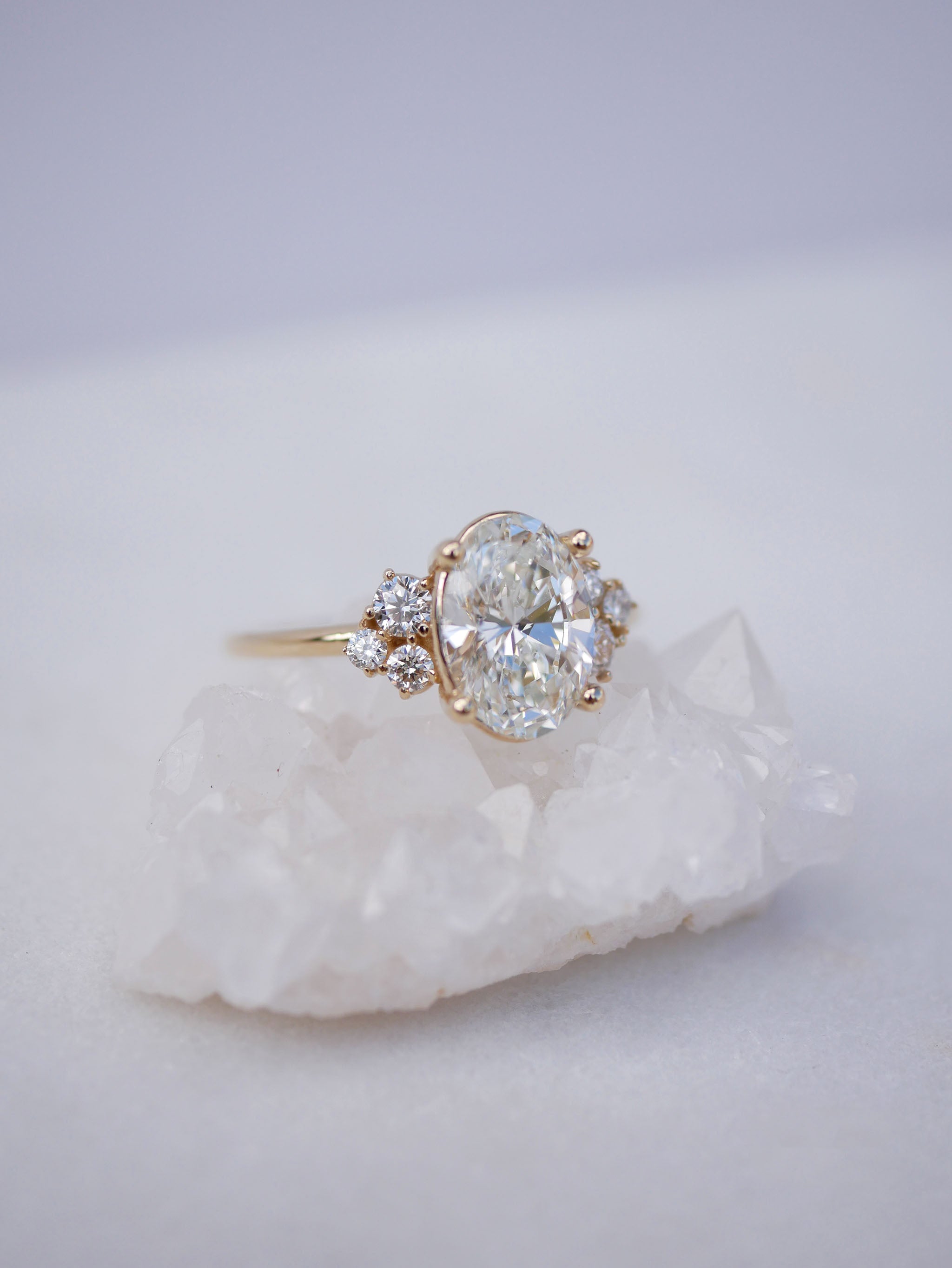 3 CT Elongated Cushion Five Stone Lab Grown Diamond Engagement Ring