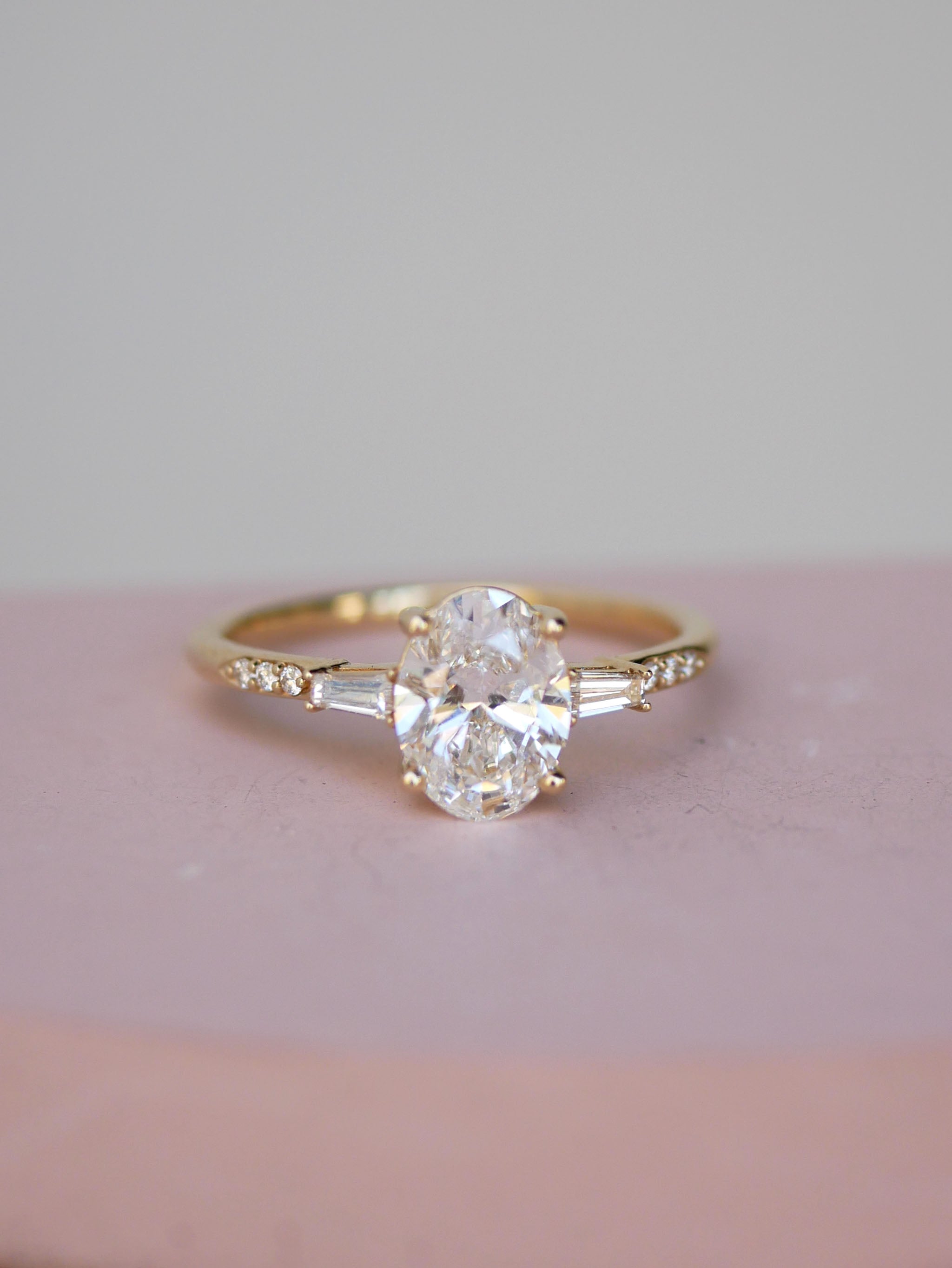 3 CT Elongated Cushion Five Stone Lab Grown Diamond Engagement Ring