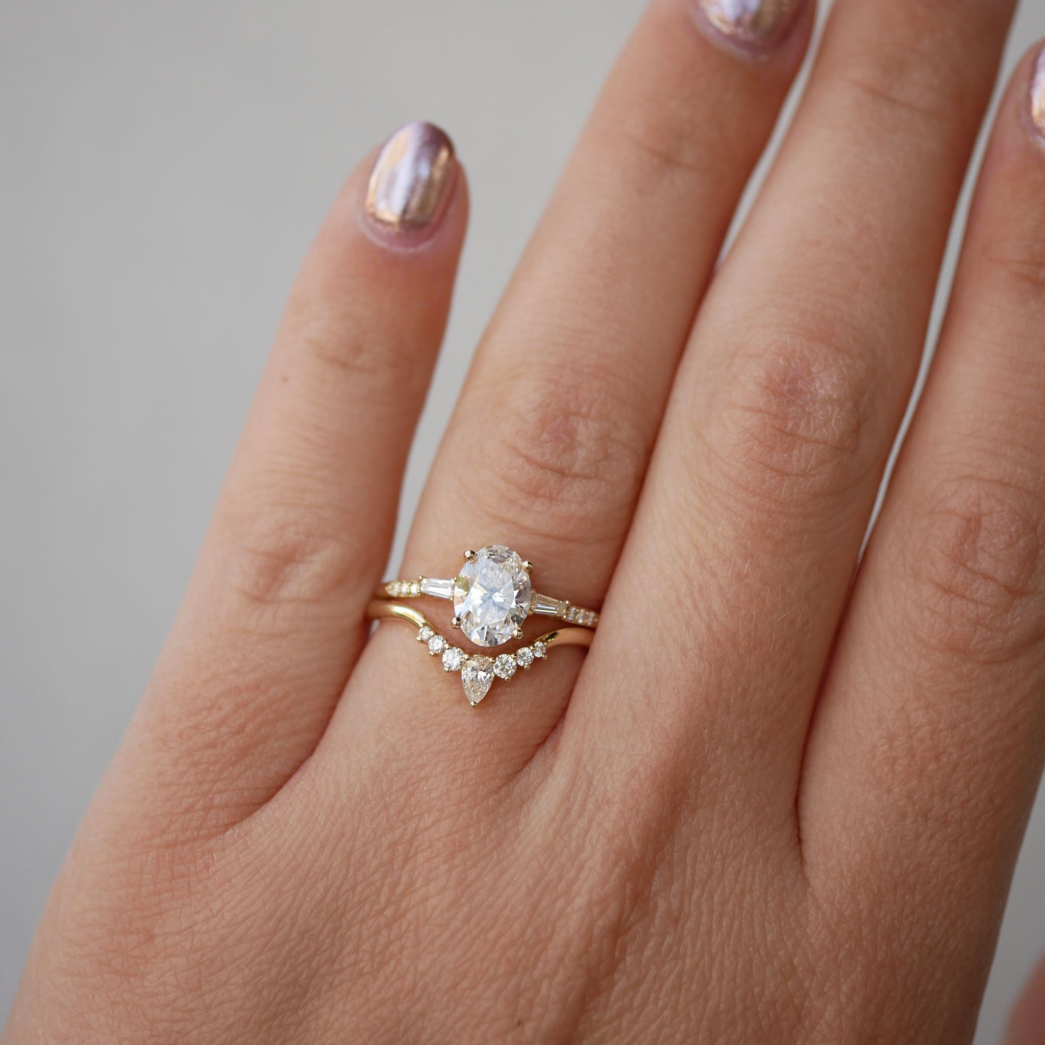 3 CT Elongated Cushion Five Stone Lab Grown Diamond Engagement Ring