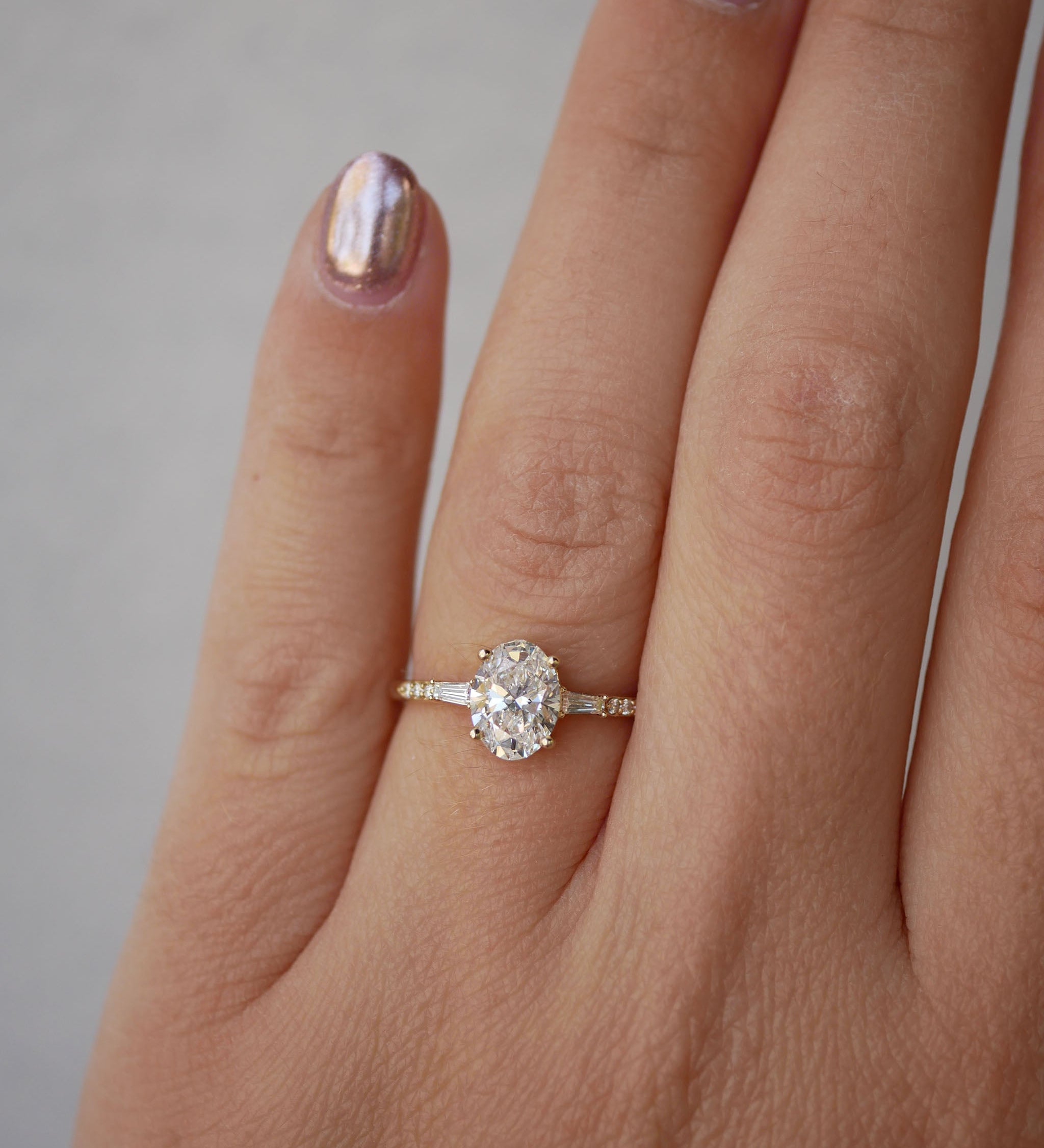 3 CT Elongated Cushion Five Stone Lab Grown Diamond Engagement Ring