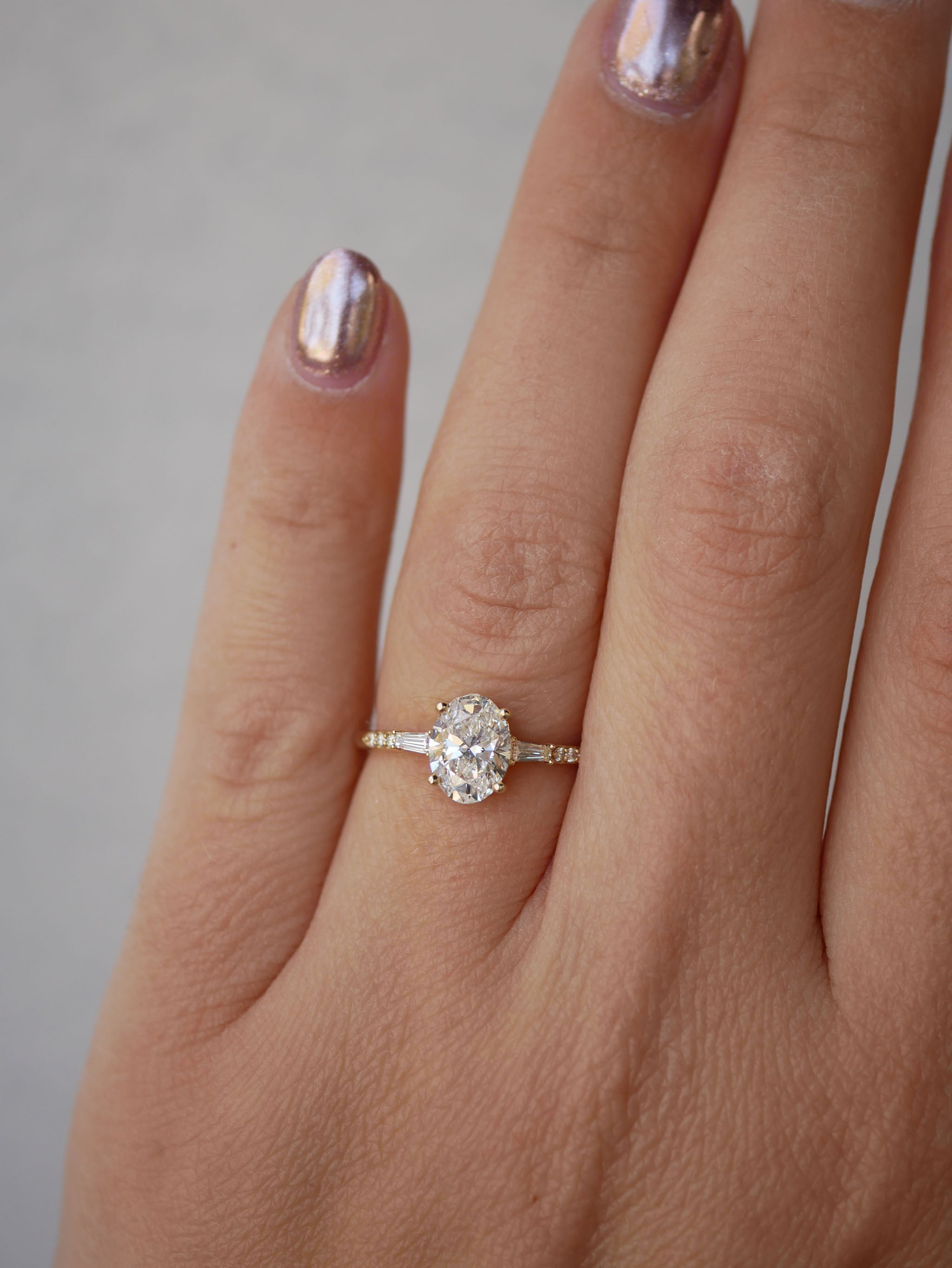 3 CT Elongated Cushion Five Stone Lab Grown Diamond Engagement Ring