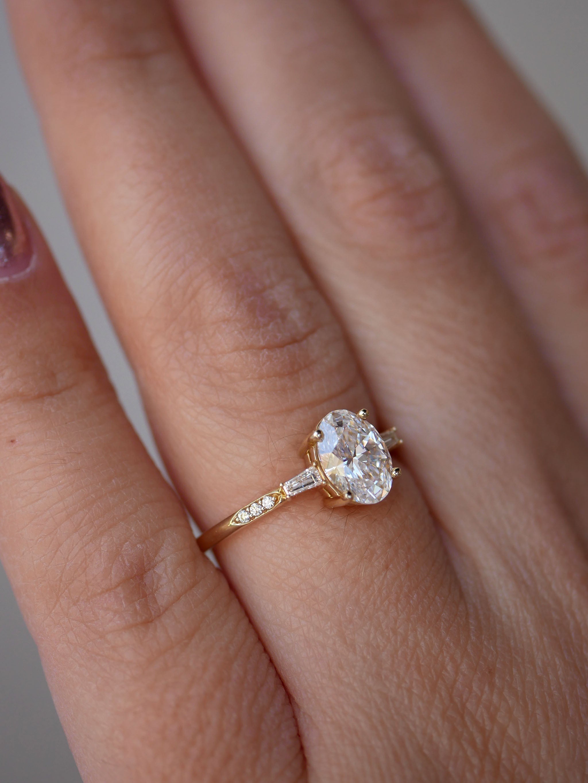 3 CT Elongated Cushion Five Stone Lab Grown Diamond Engagement Ring