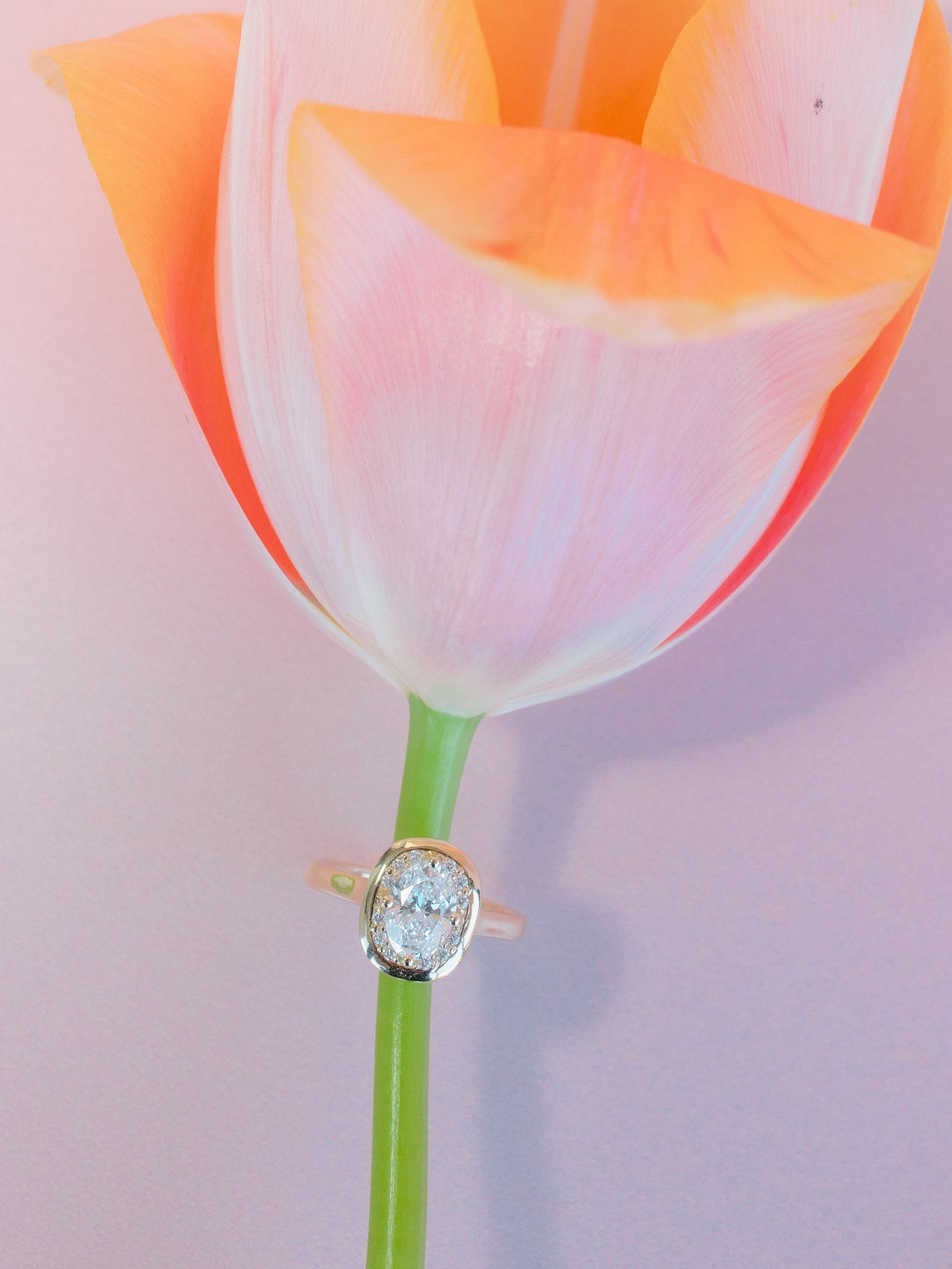 3 CT Elongated Cushion Five Stone Lab Grown Diamond Engagement Ring