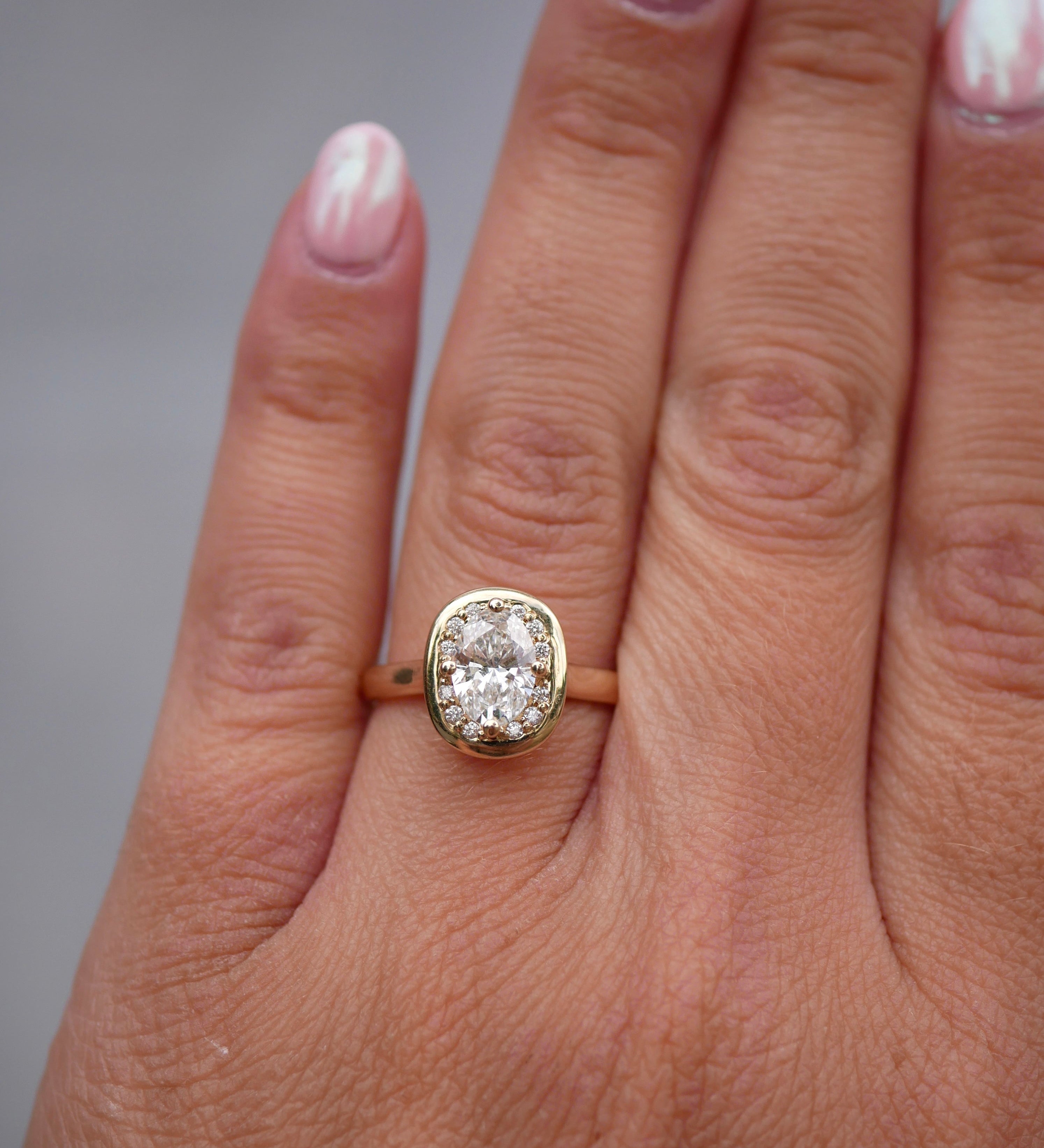 3 CT Elongated Cushion Five Stone Lab Grown Diamond Engagement Ring