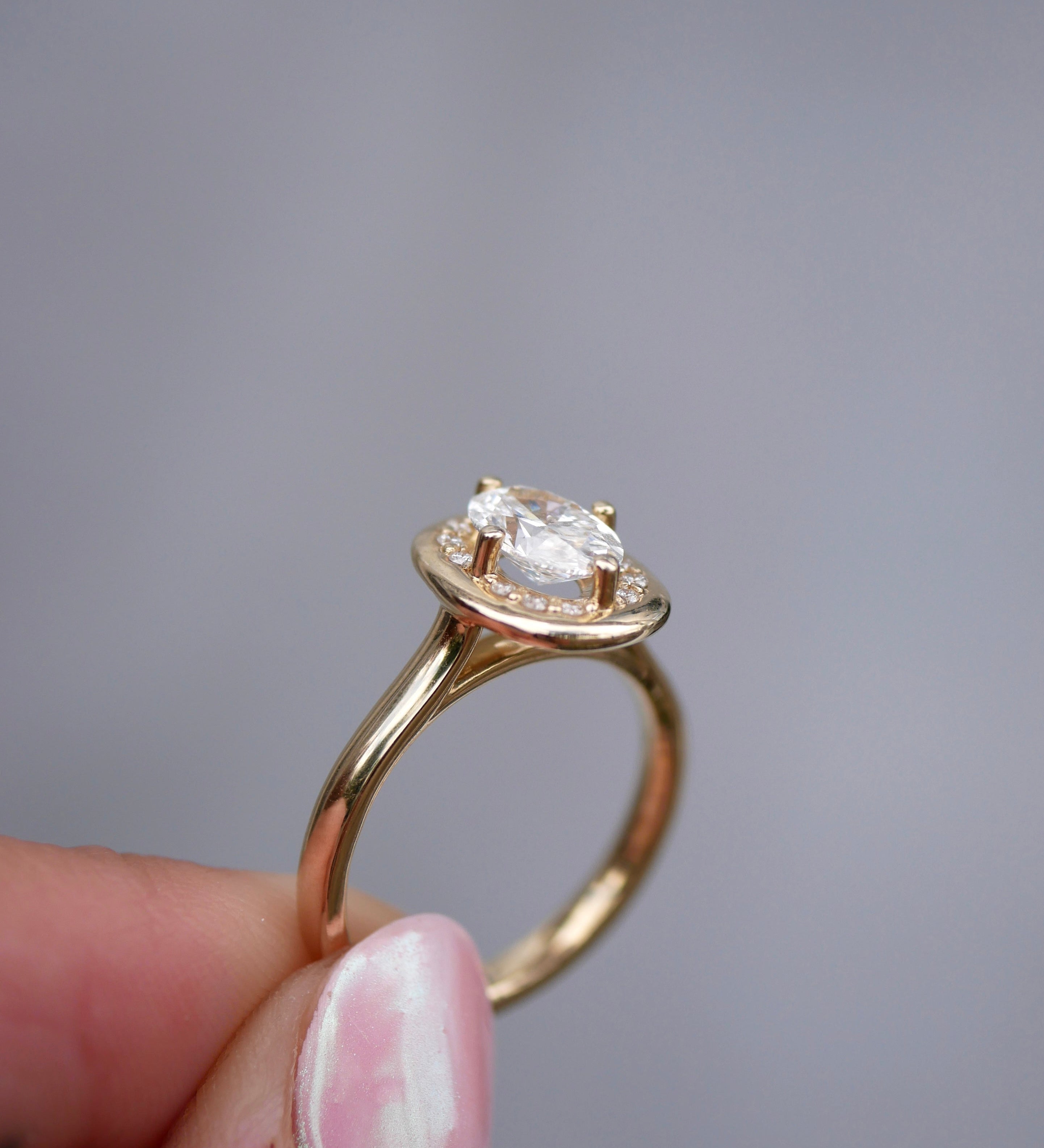 3 CT Elongated Cushion Five Stone Lab Grown Diamond Engagement Ring