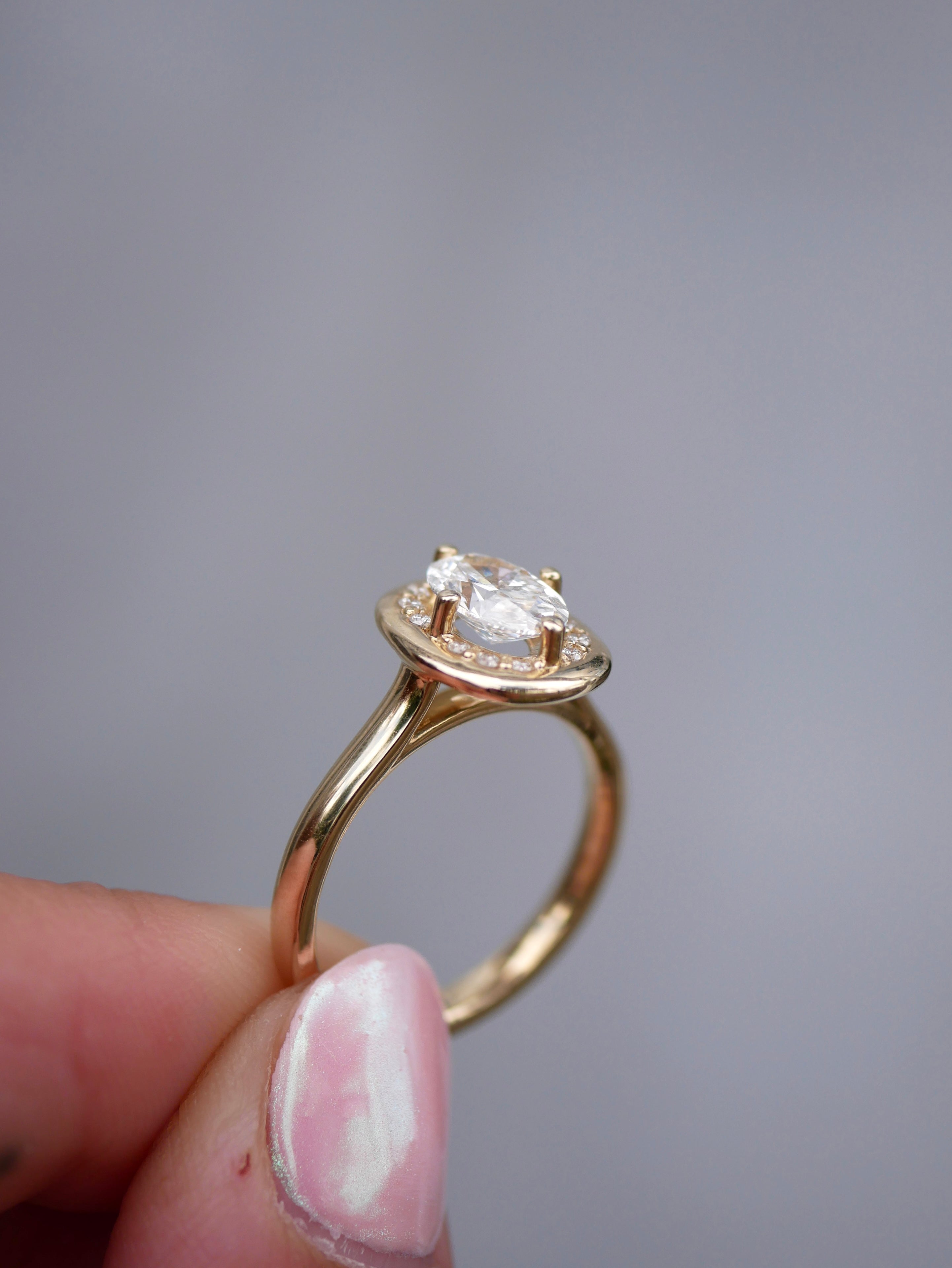 3 CT Elongated Cushion Five Stone Lab Grown Diamond Engagement Ring