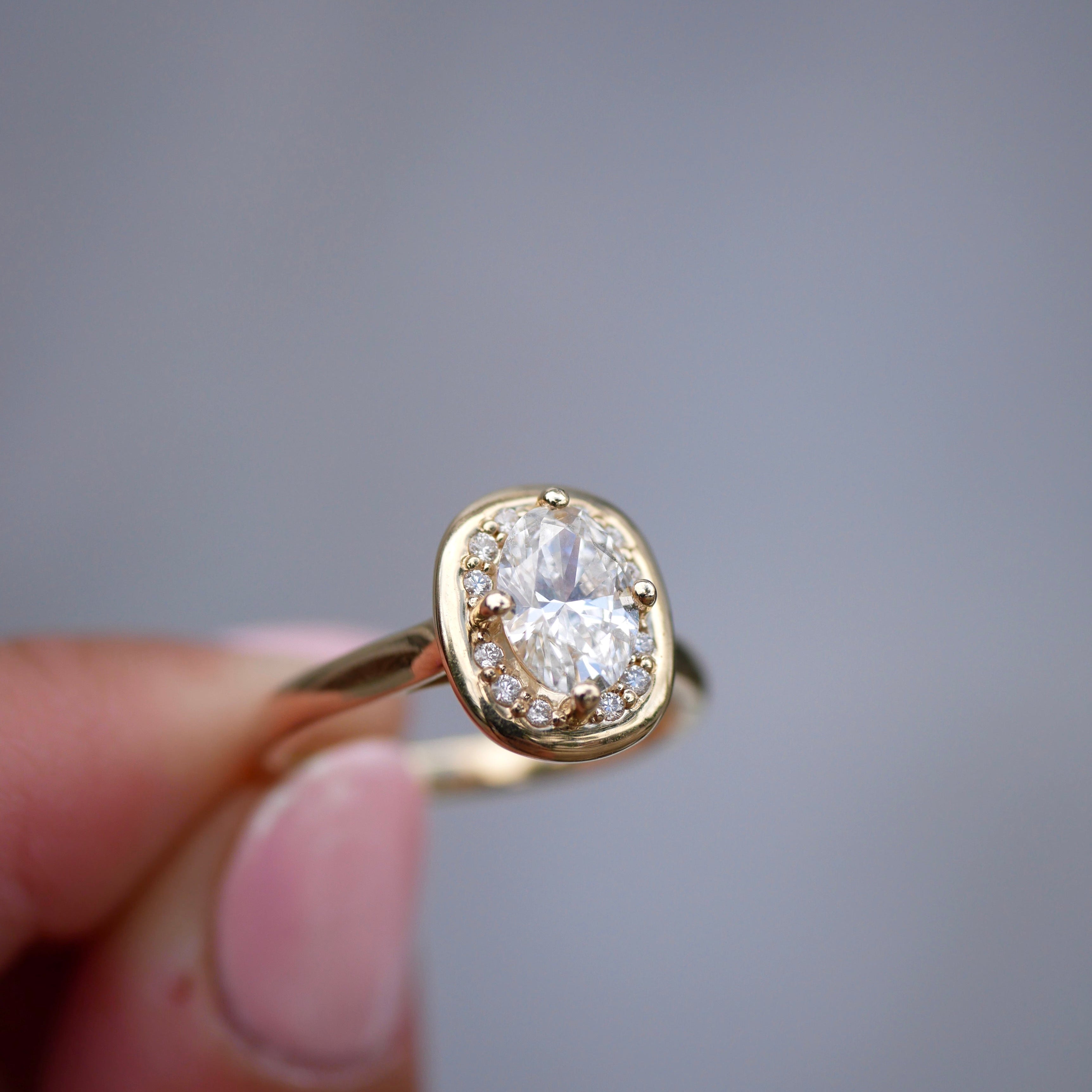 3 CT Elongated Cushion Five Stone Lab Grown Diamond Engagement Ring