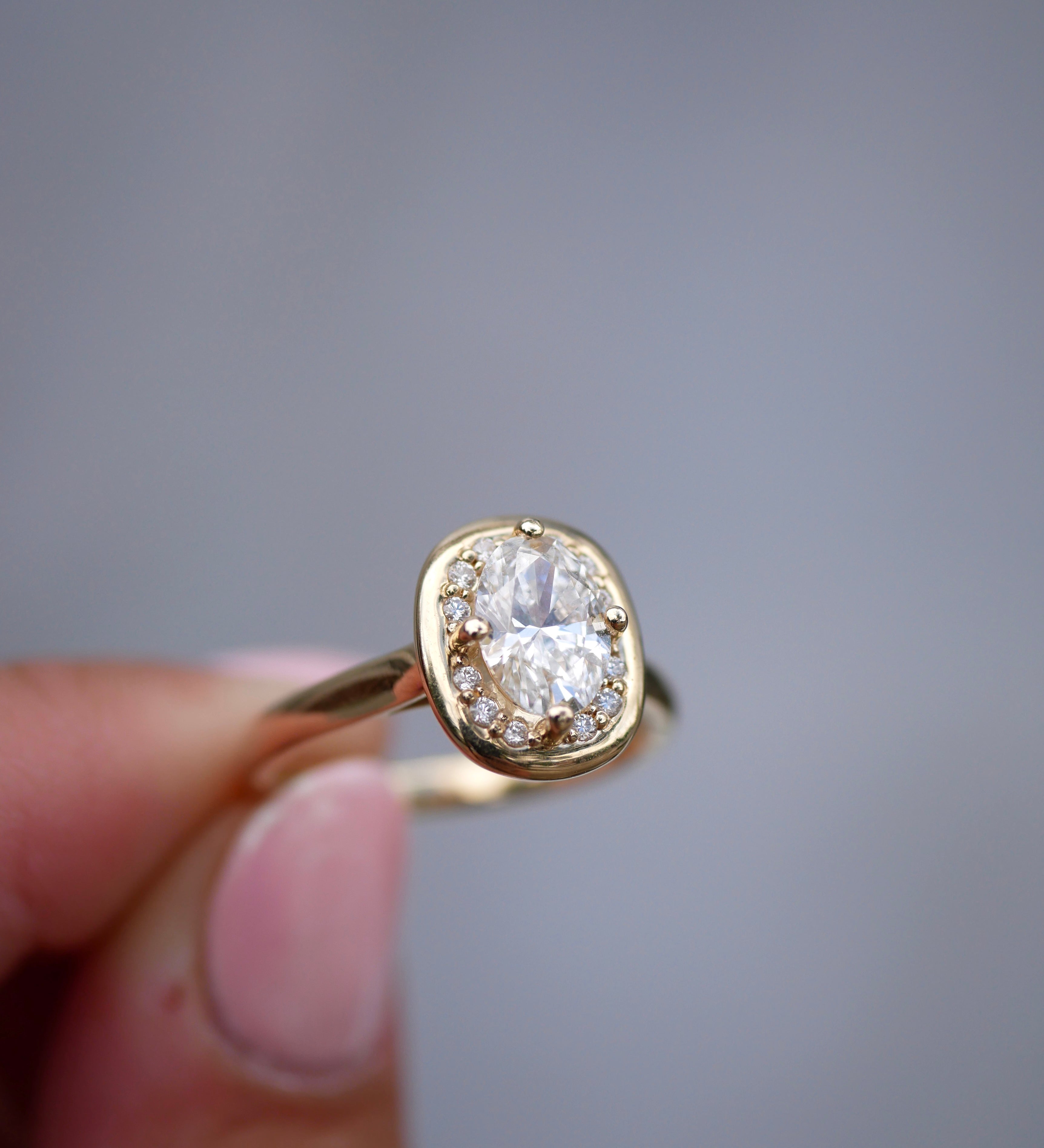 3 CT Elongated Cushion Five Stone Lab Grown Diamond Engagement Ring