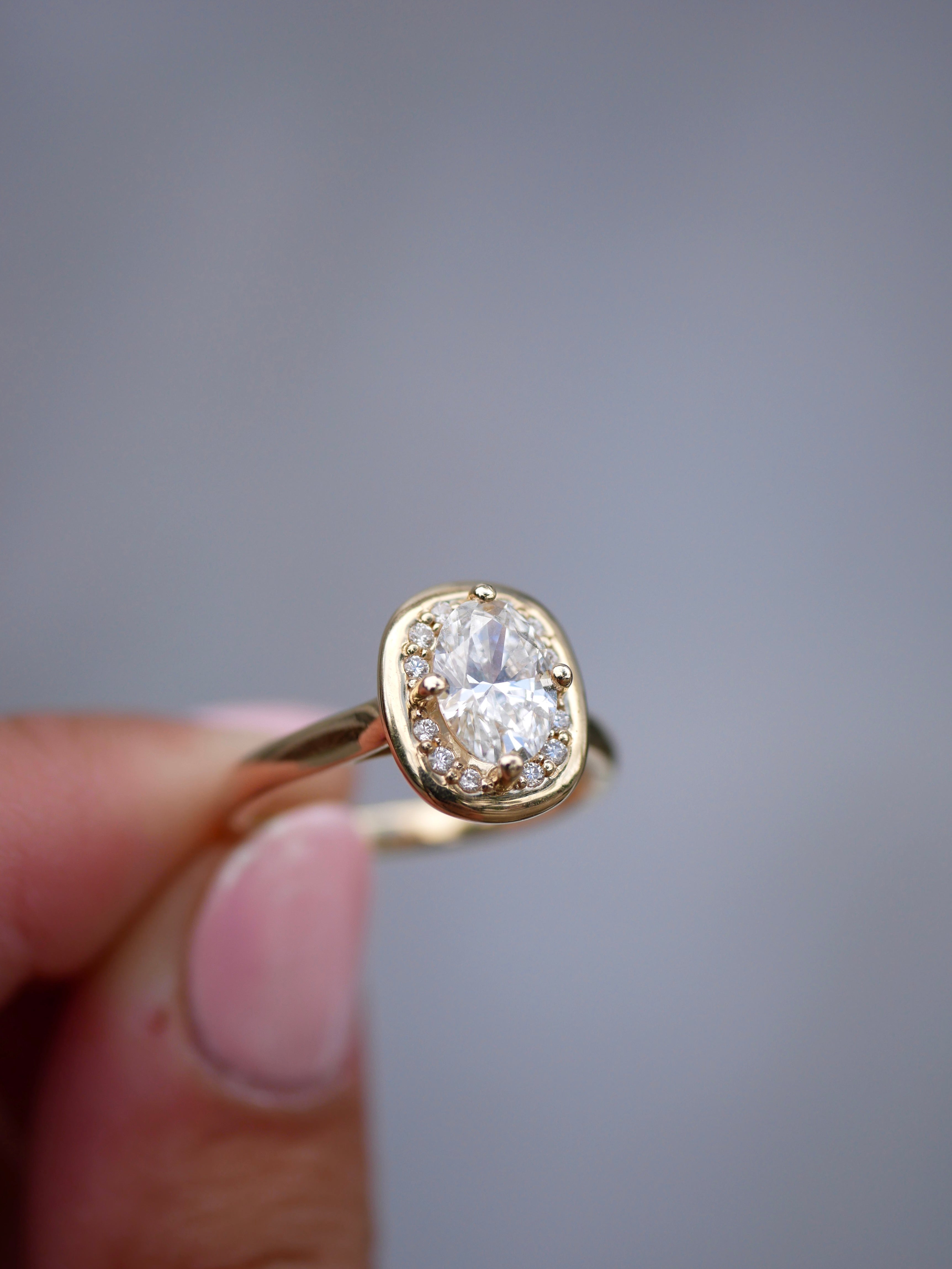 3 CT Elongated Cushion Five Stone Lab Grown Diamond Engagement Ring