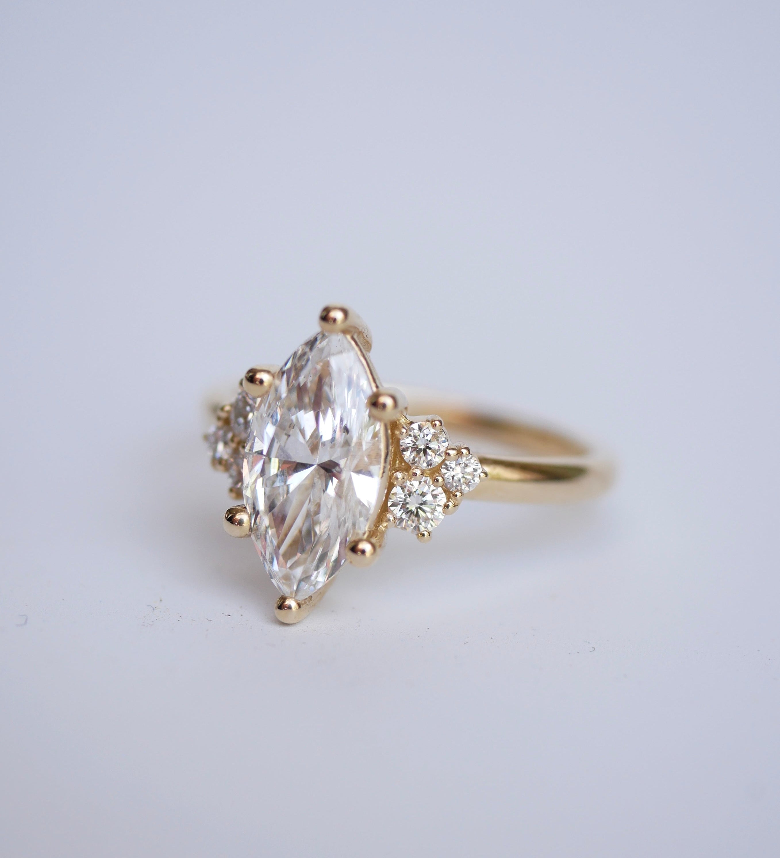 3 CT Elongated Cushion Five Stone Lab Grown Diamond Engagement Ring
