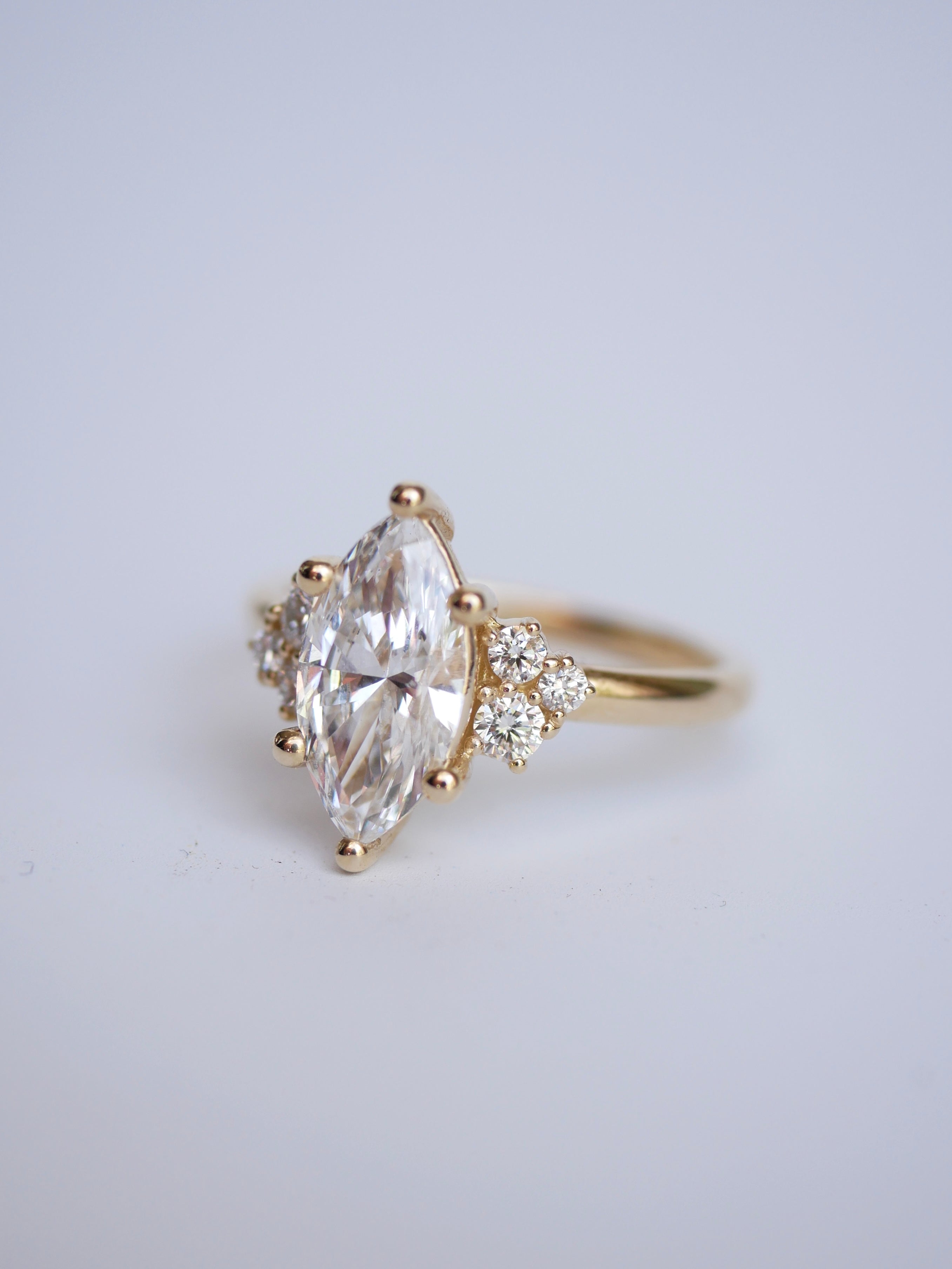 3 CT Elongated Cushion Five Stone Lab Grown Diamond Engagement Ring