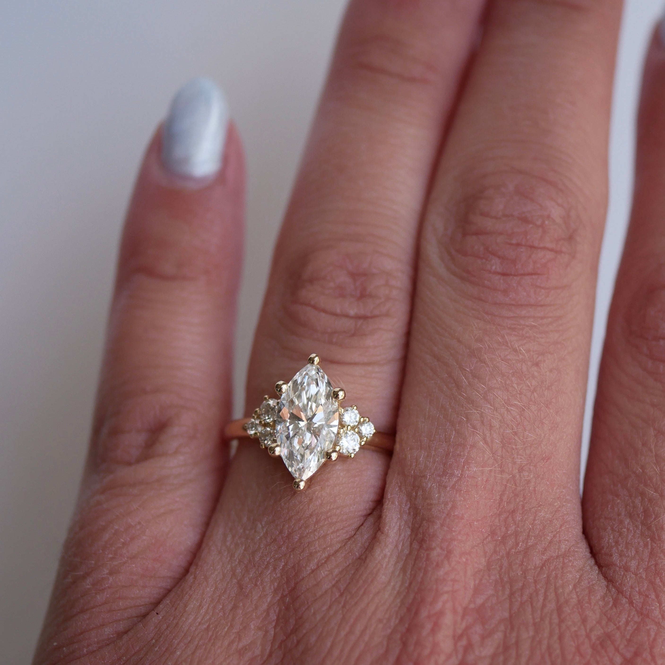 3 CT Elongated Cushion Five Stone Lab Grown Diamond Engagement Ring