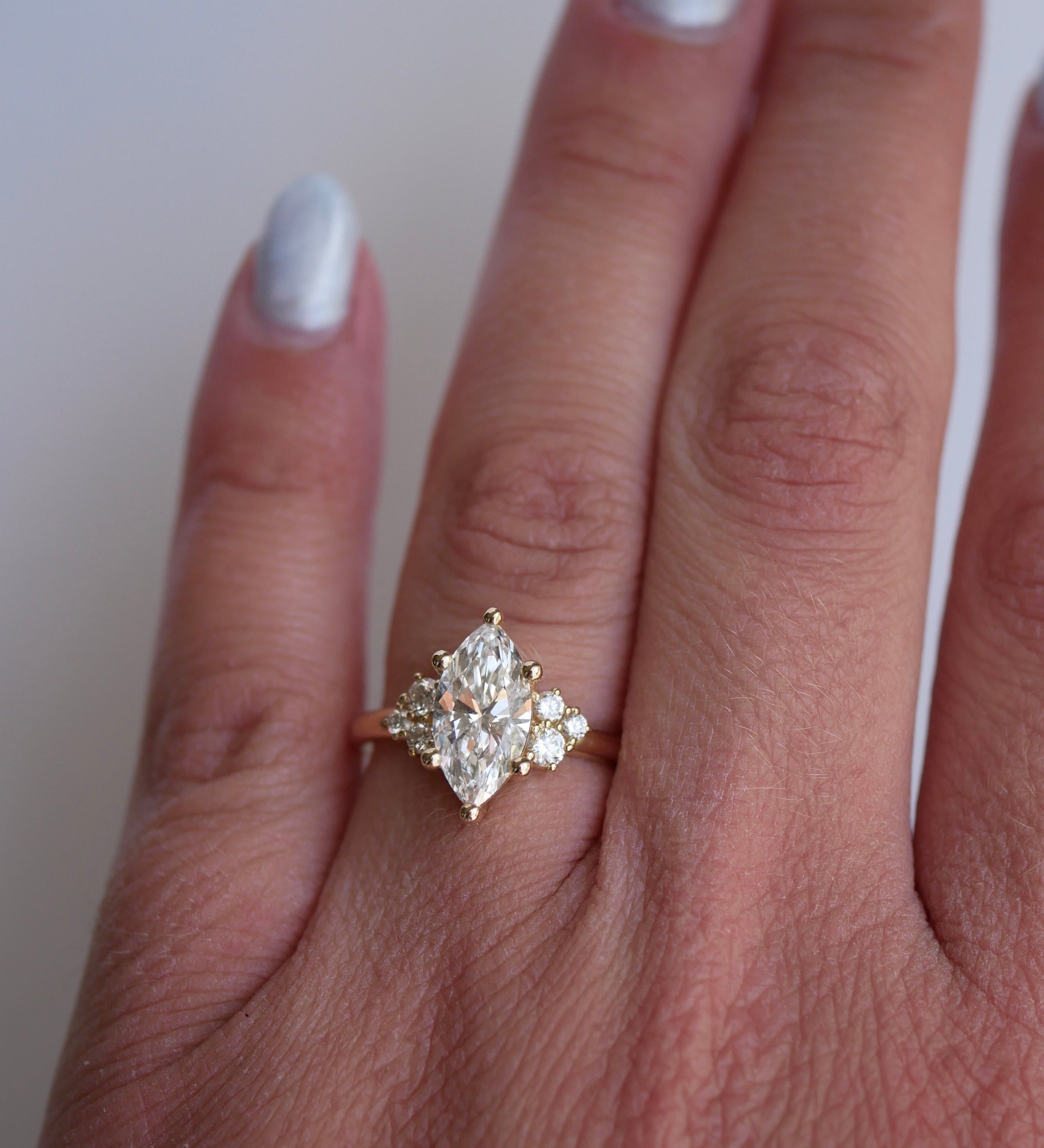 3 CT Elongated Cushion Five Stone Lab Grown Diamond Engagement Ring