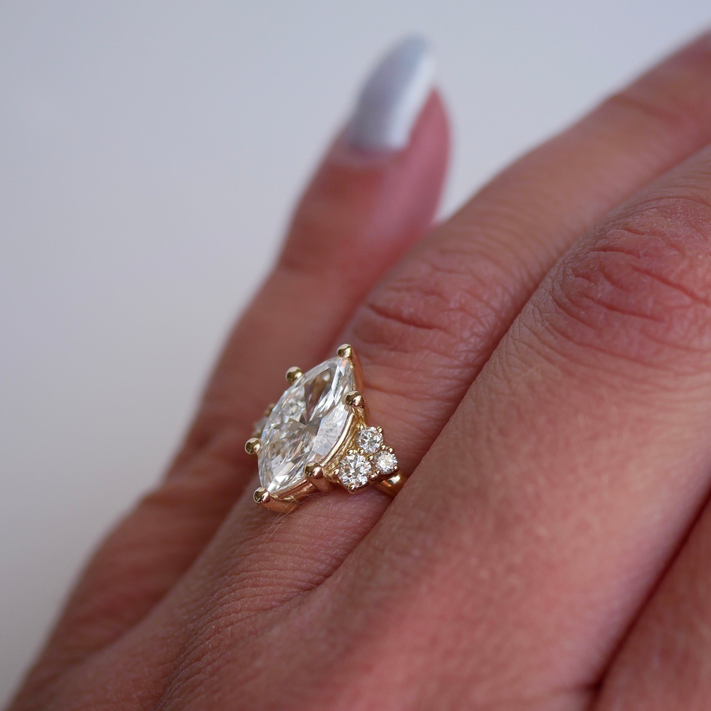 3 CT Elongated Cushion Five Stone Lab Grown Diamond Engagement Ring