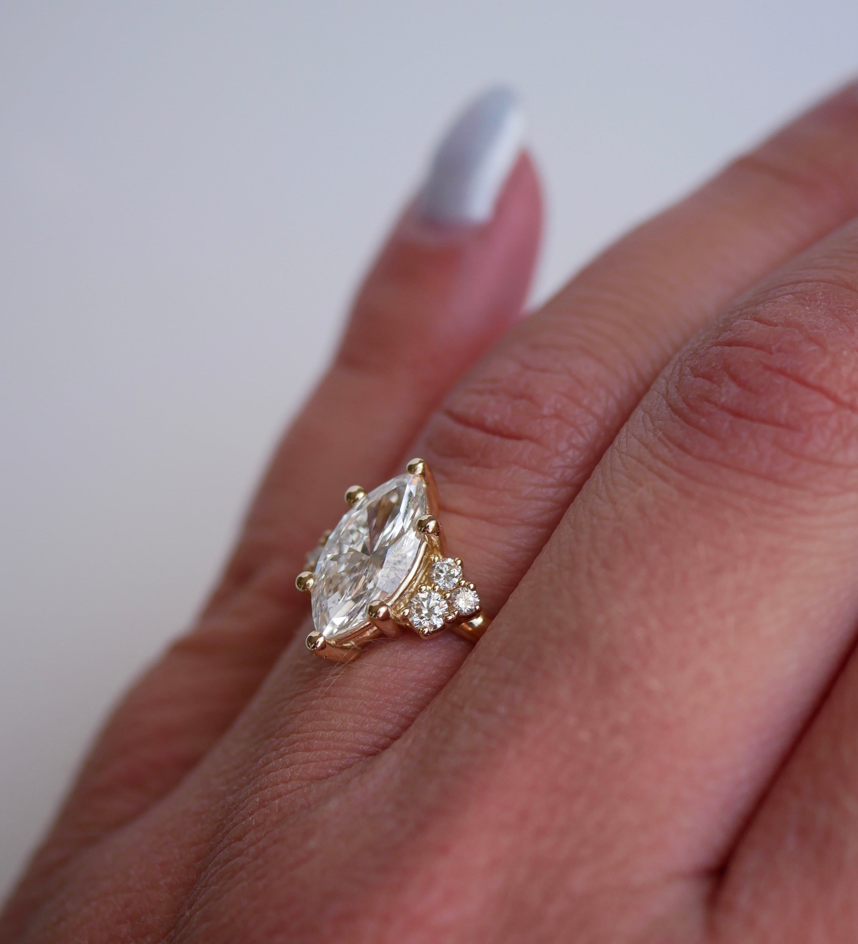 3 CT Elongated Cushion Five Stone Lab Grown Diamond Engagement Ring
