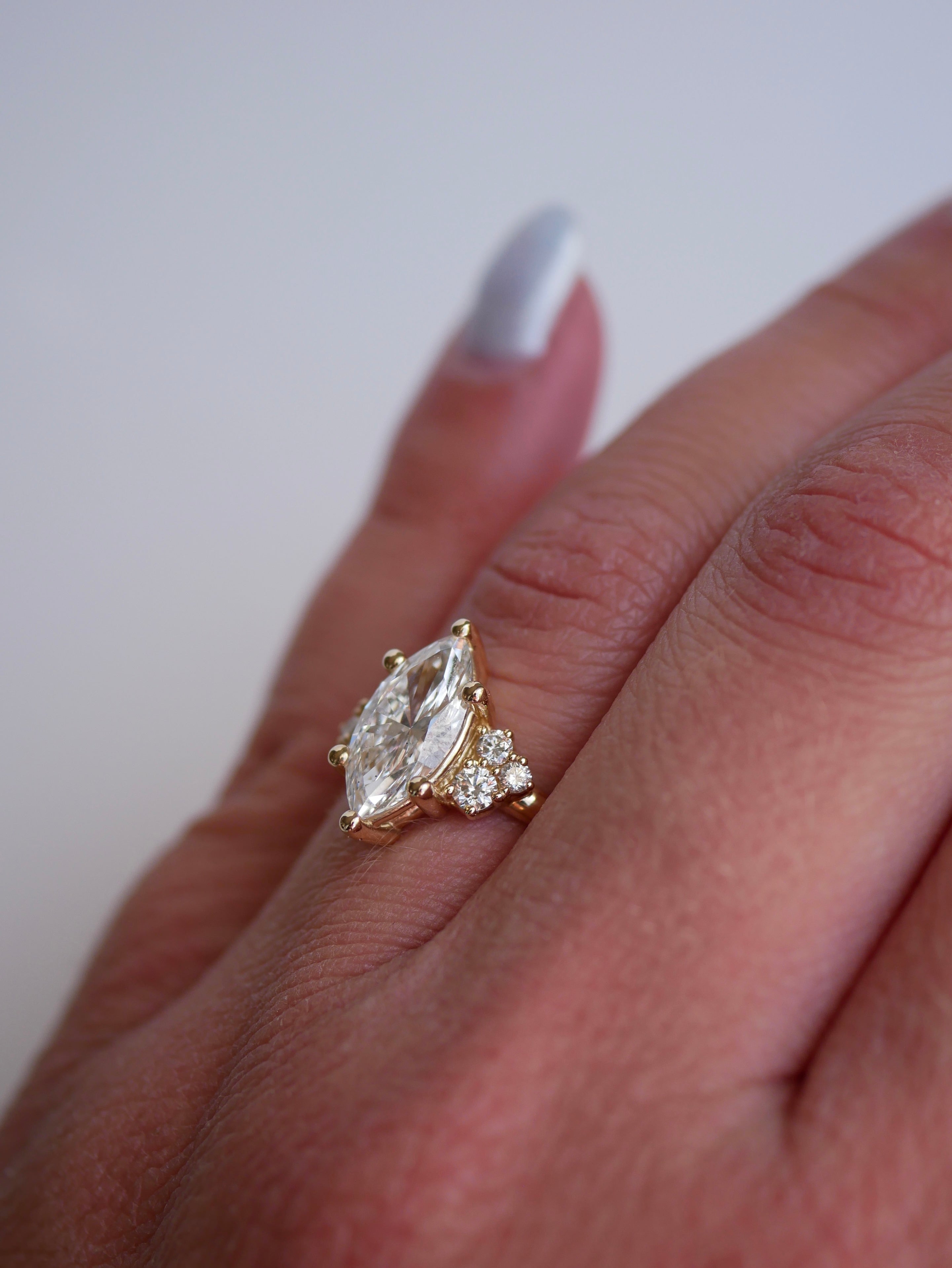 3 CT Elongated Cushion Five Stone Lab Grown Diamond Engagement Ring