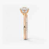 Asscher Three Stone Lab Grown Diamond Engagement Ring