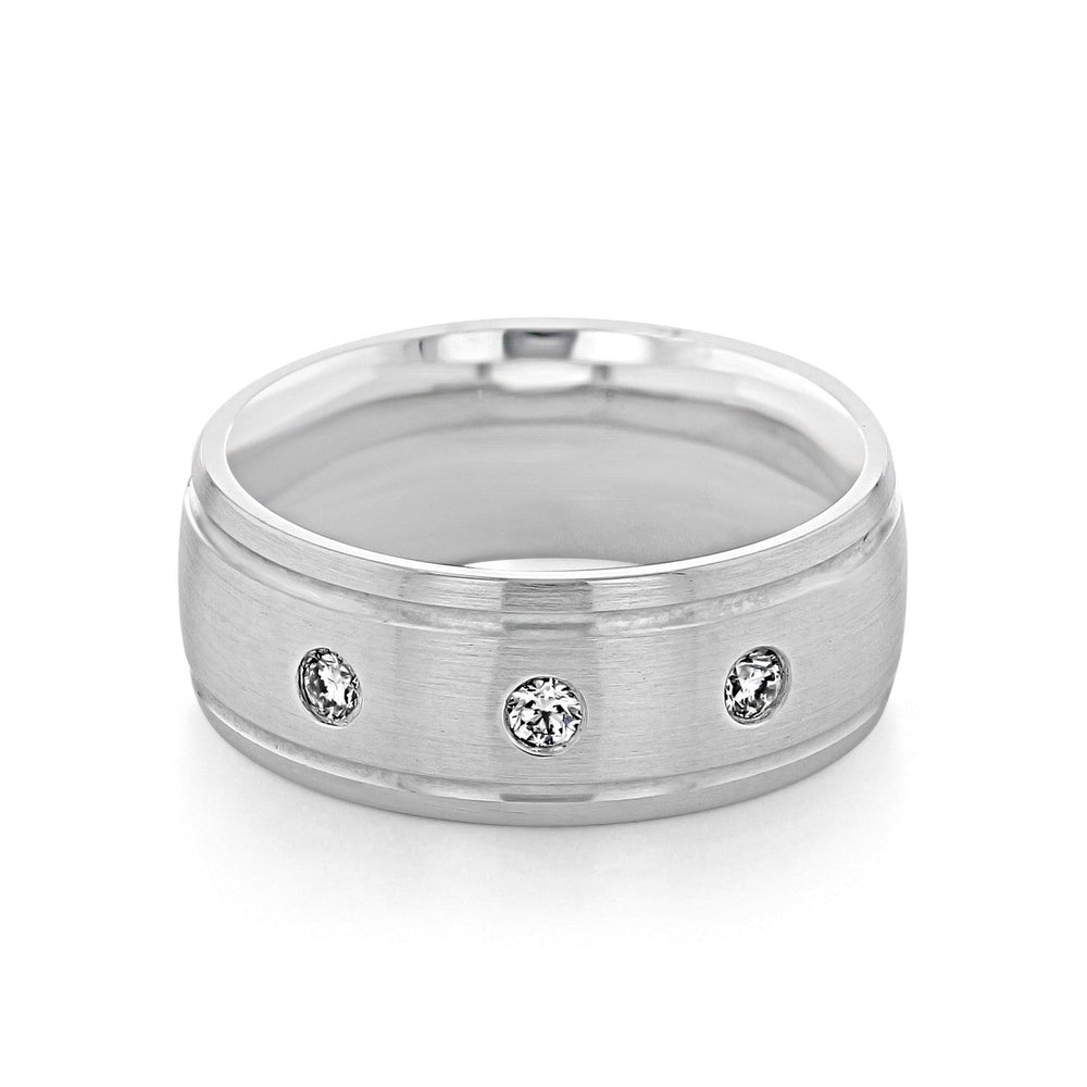 
                  
                    Brushed Finish Men's Round Stones Wedding Band 3
                  
                