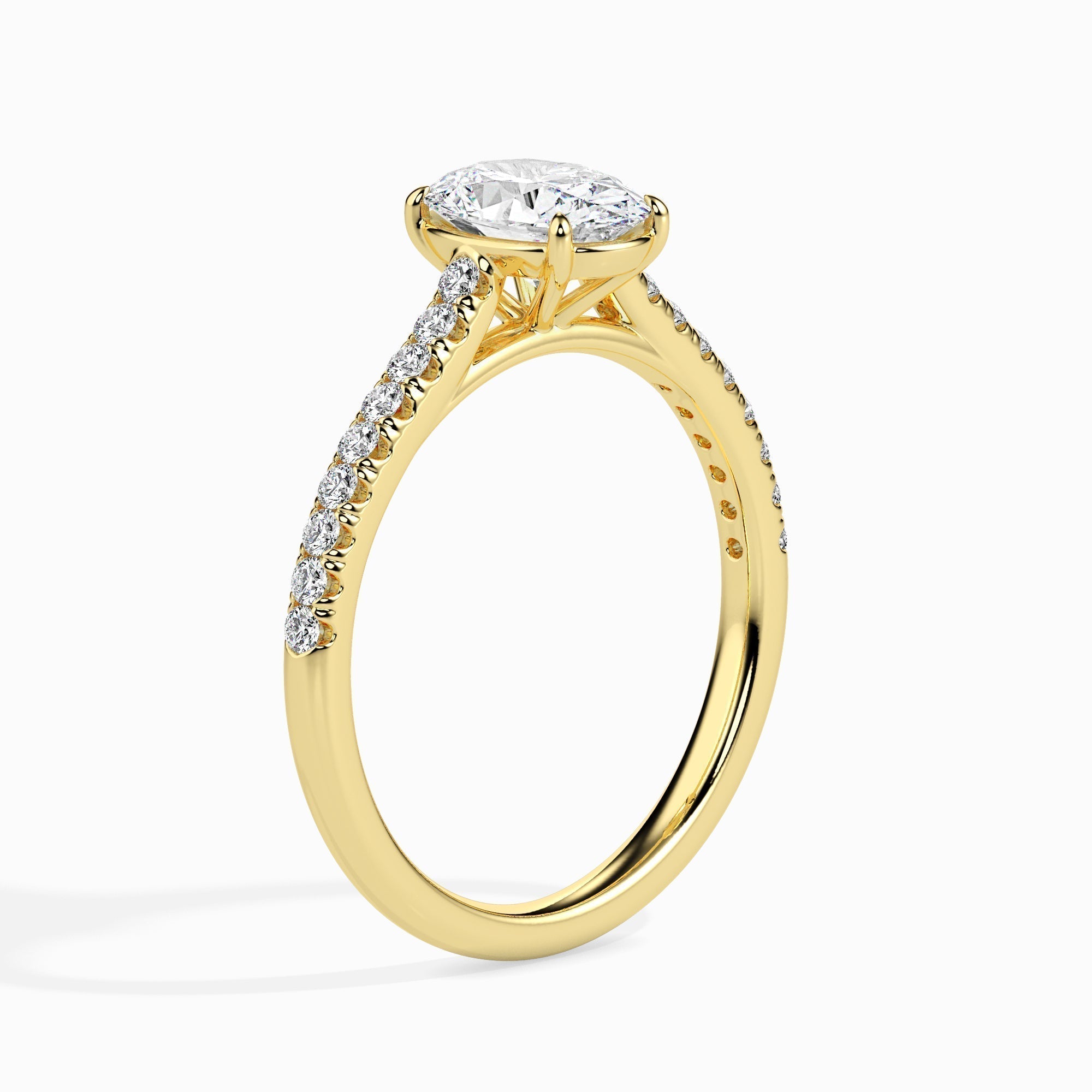 1 CT Oval Cut Pave CVD F/VS Diamond Engagement Ring 6