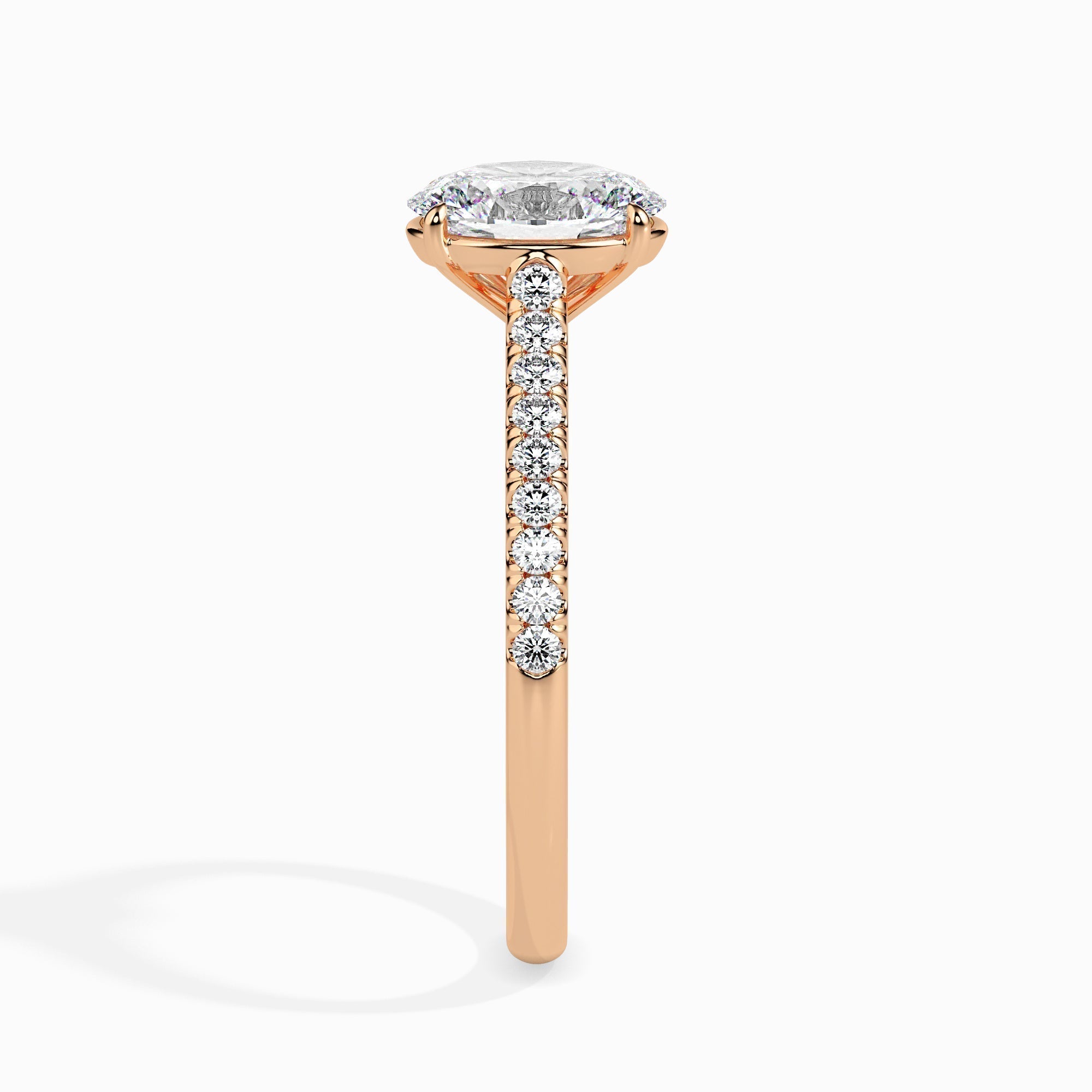 1 CT Oval Cut Pave CVD F/VS Diamond Engagement Ring 9