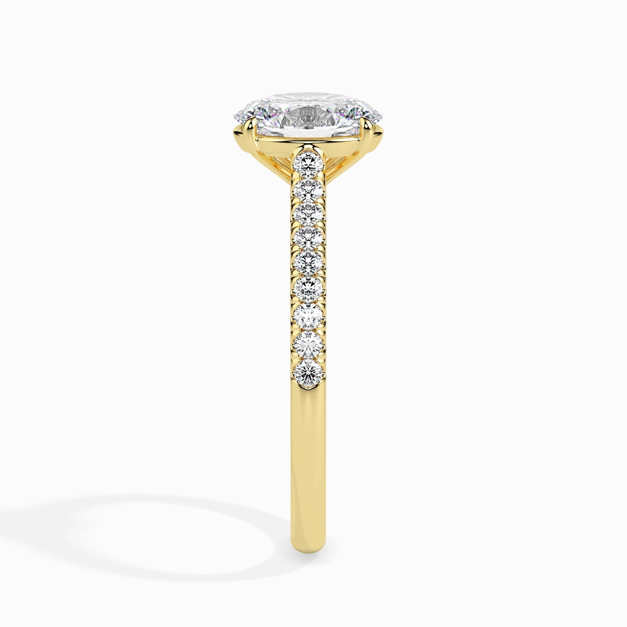 1 CT Oval Cut Pave CVD F/VS Diamond Engagement Ring 5