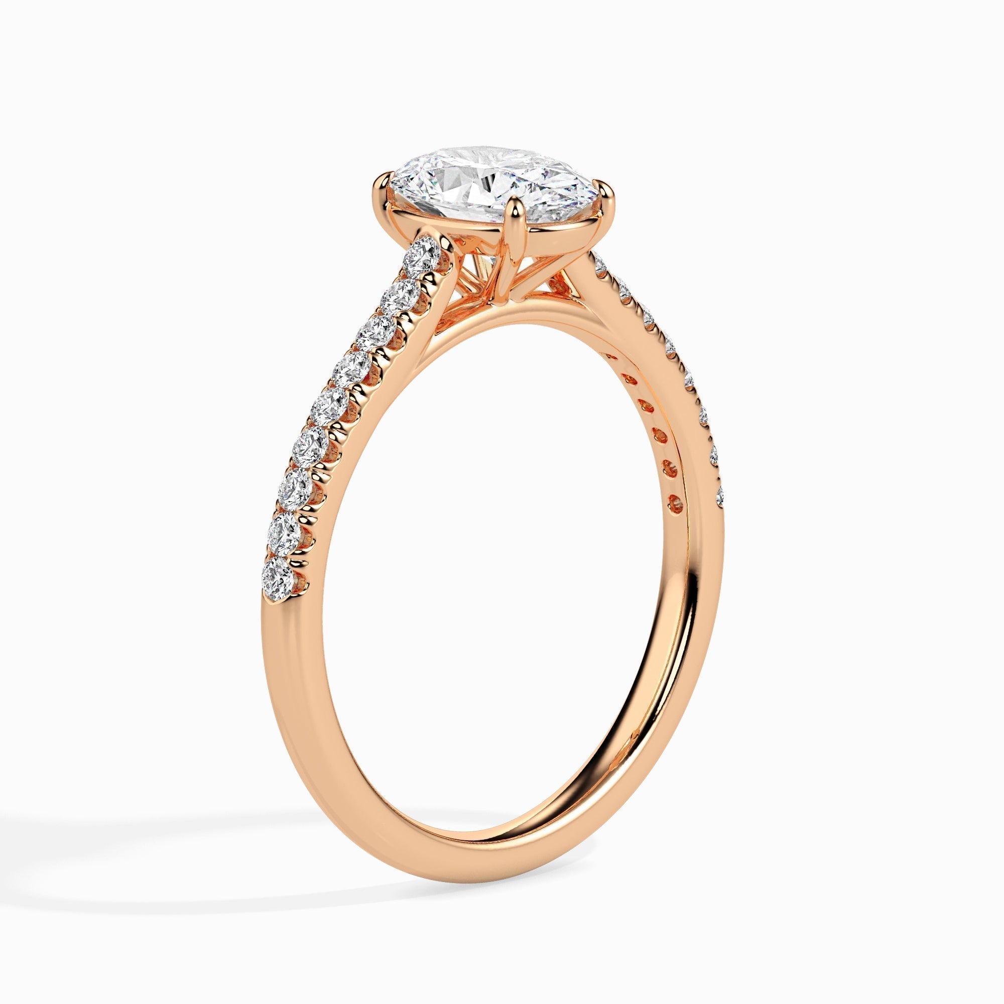 1 CT Oval Cut Pave CVD F/VS Diamond Engagement Ring 10