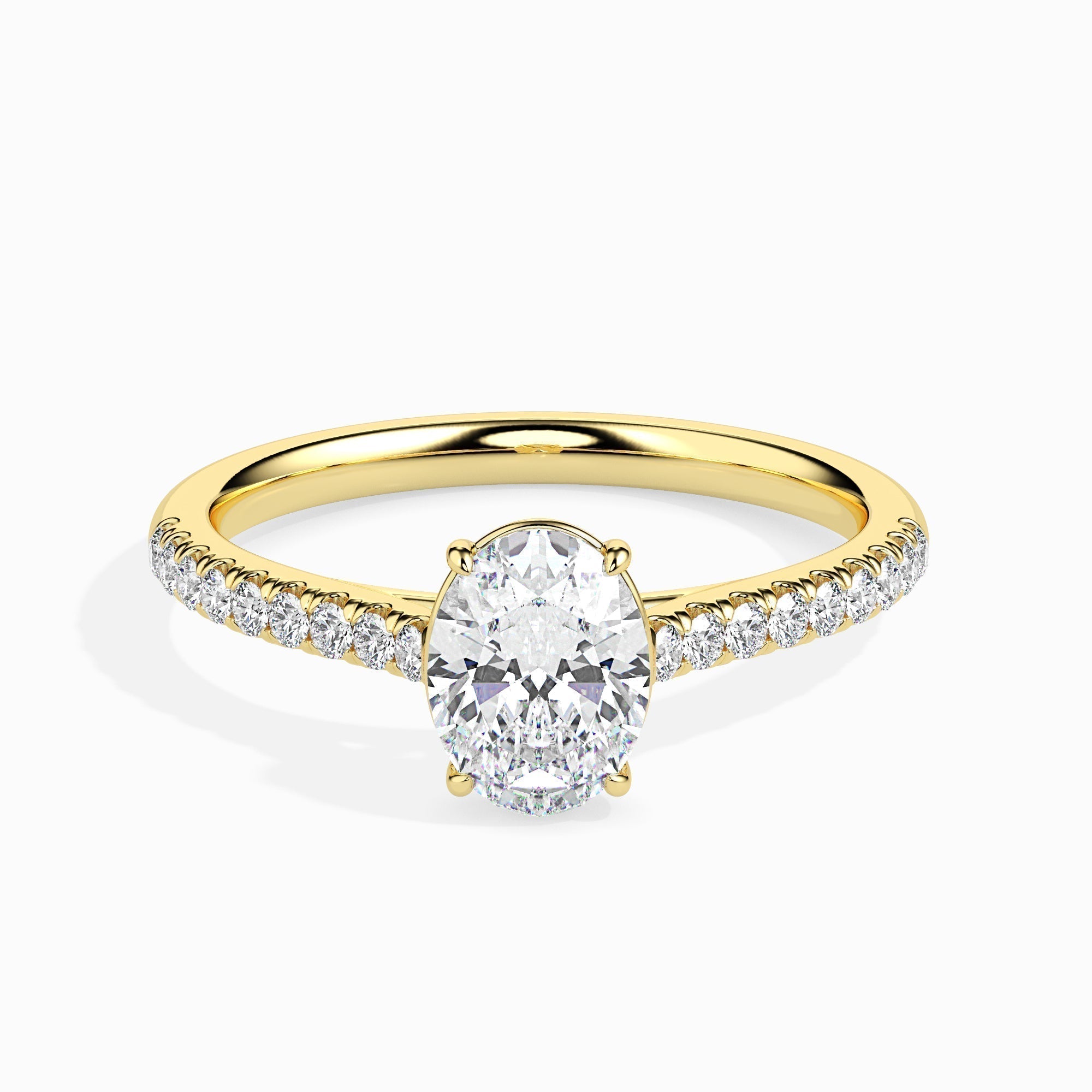 1 CT Oval Cut Pave CVD F/VS Diamond Engagement Ring 4