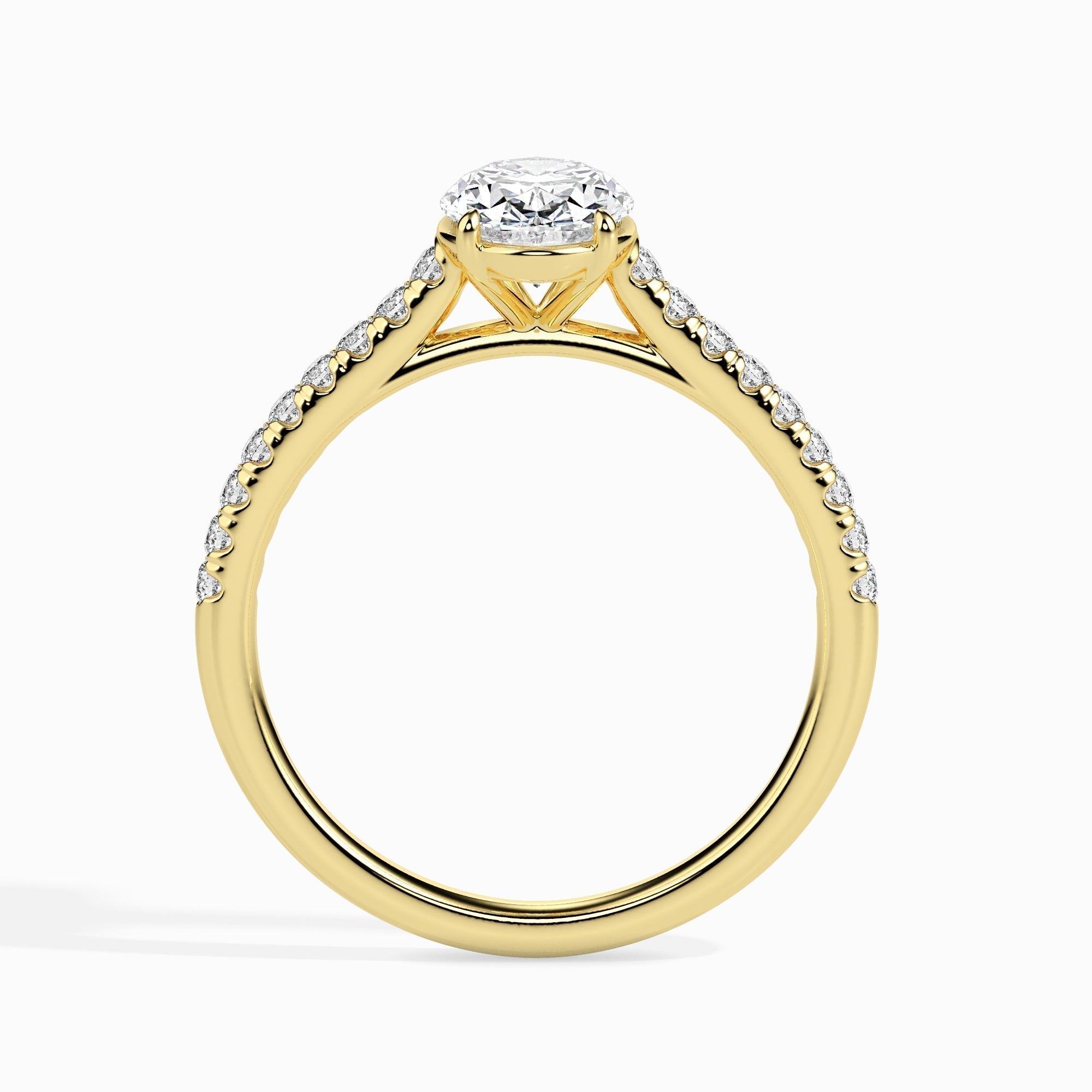1 CT Oval Cut Pave CVD F/VS Diamond Engagement Ring 7