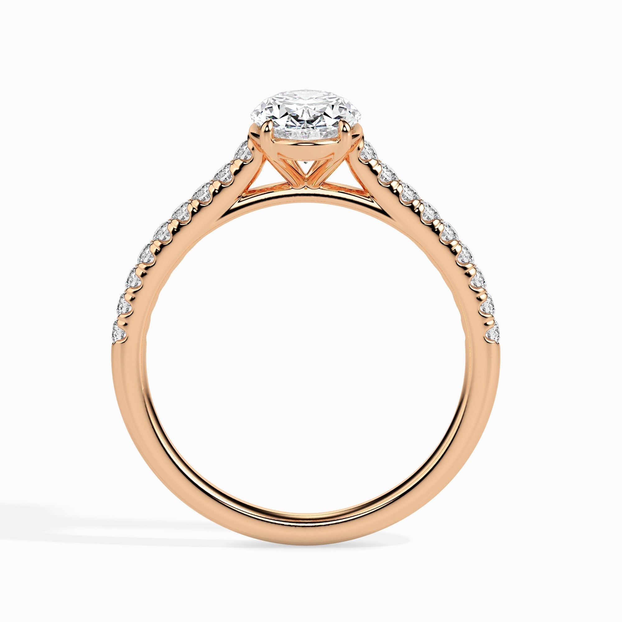 1 CT Oval Cut Pave CVD F/VS Diamond Engagement Ring 11