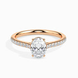 1 CT Oval Cut Pave CVD F/VS Diamond Engagement Ring 8
