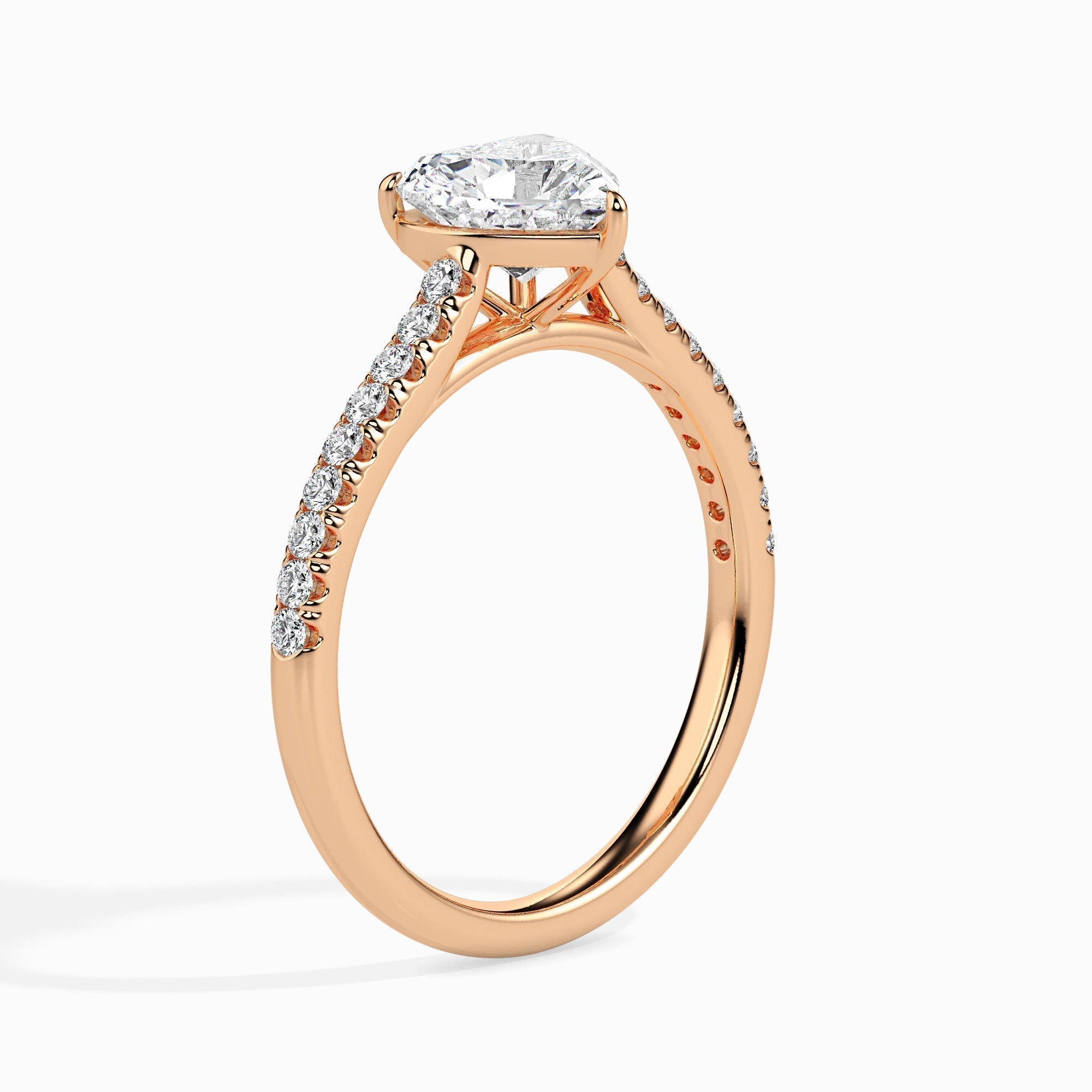 1 CT Heart Cut Pave CVD F/VS Diamond Engagement Ring 6