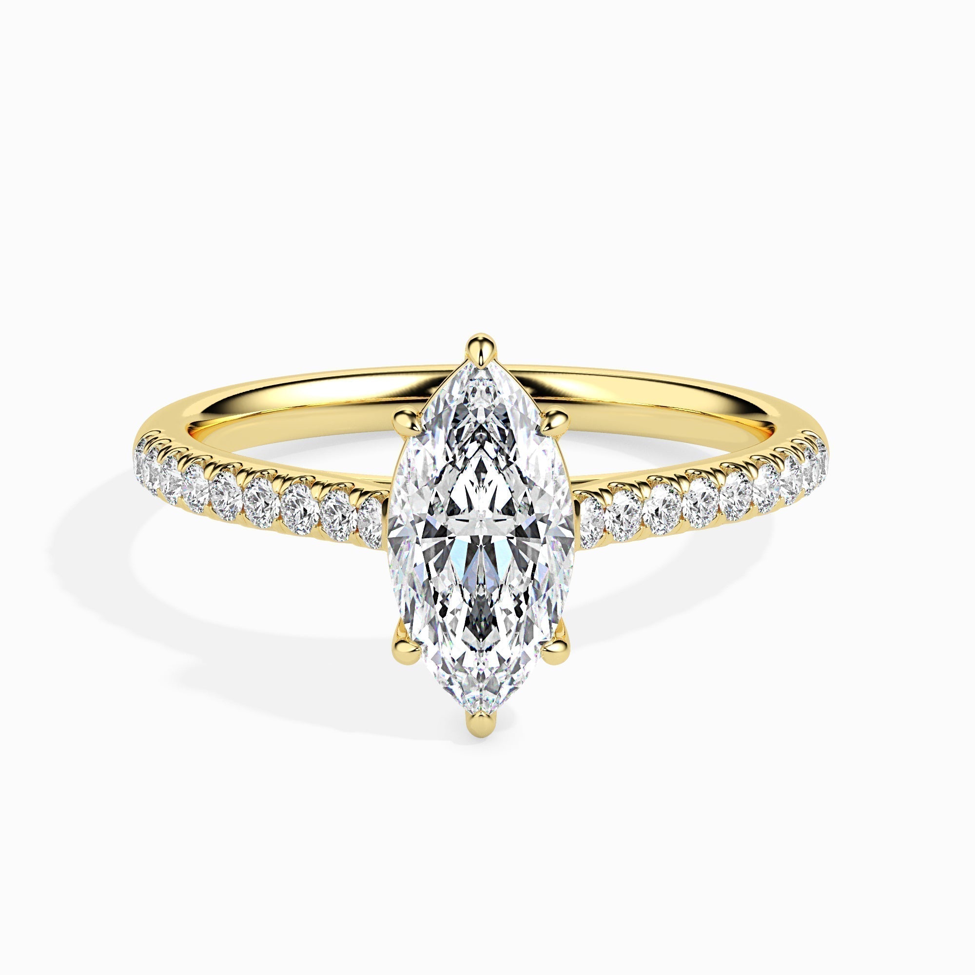 1.0 CT Marquise Cut Pave CVD F/VS Diamond Engagement Ring 4