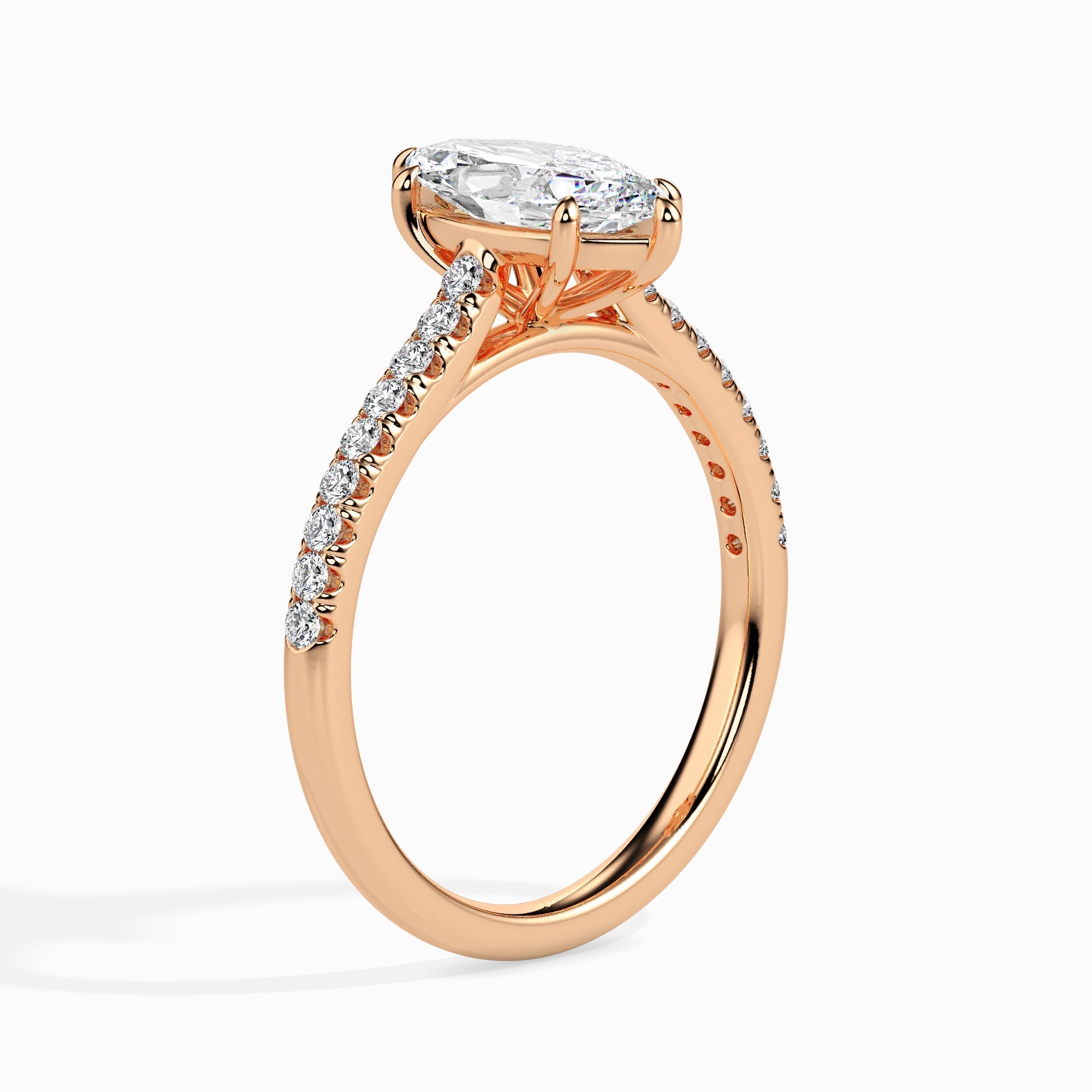1.0 CT Marquise Cut Pave CVD F/VS Diamond Engagement Ring 10