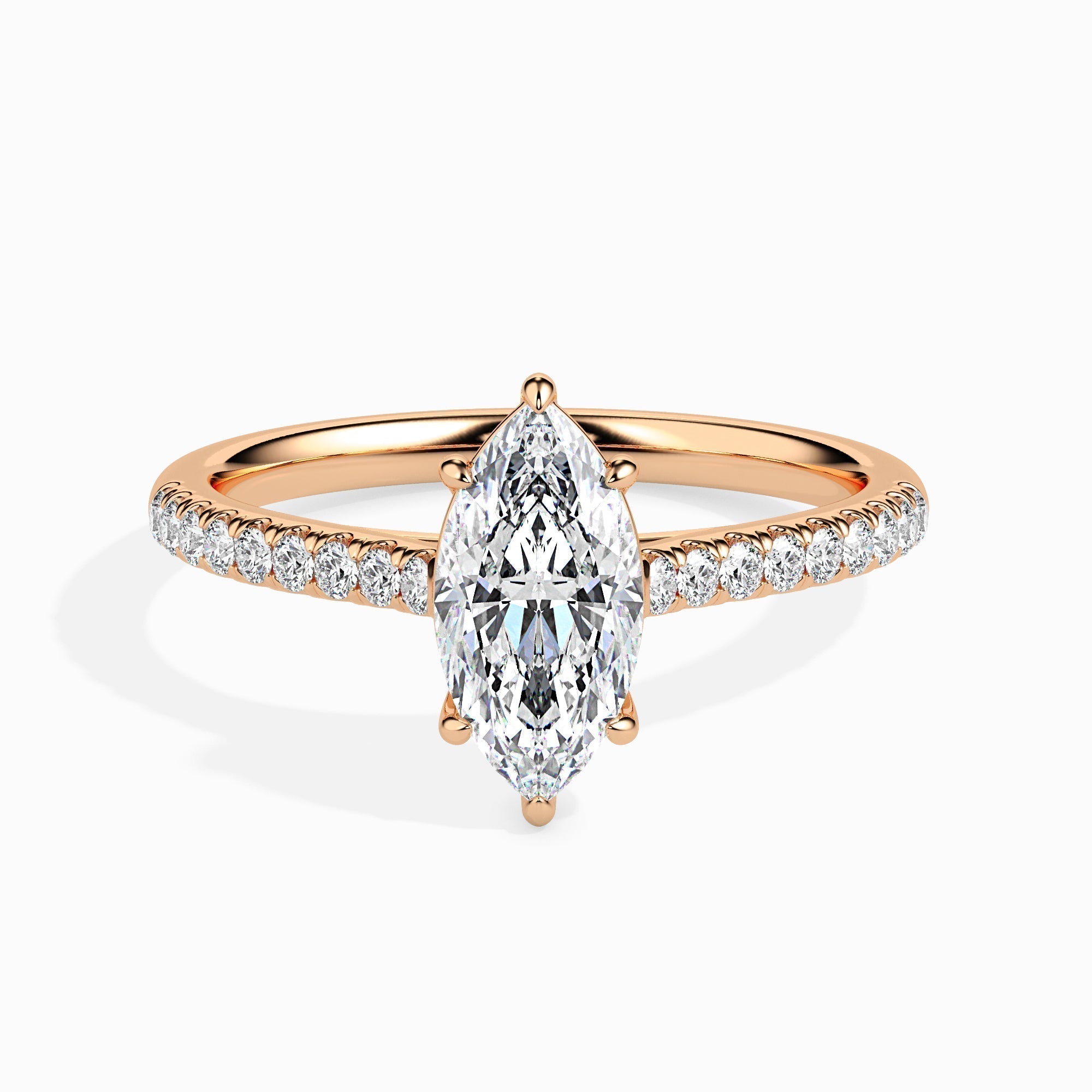1.0 CT Marquise Cut Pave CVD F/VS Diamond Engagement Ring 8