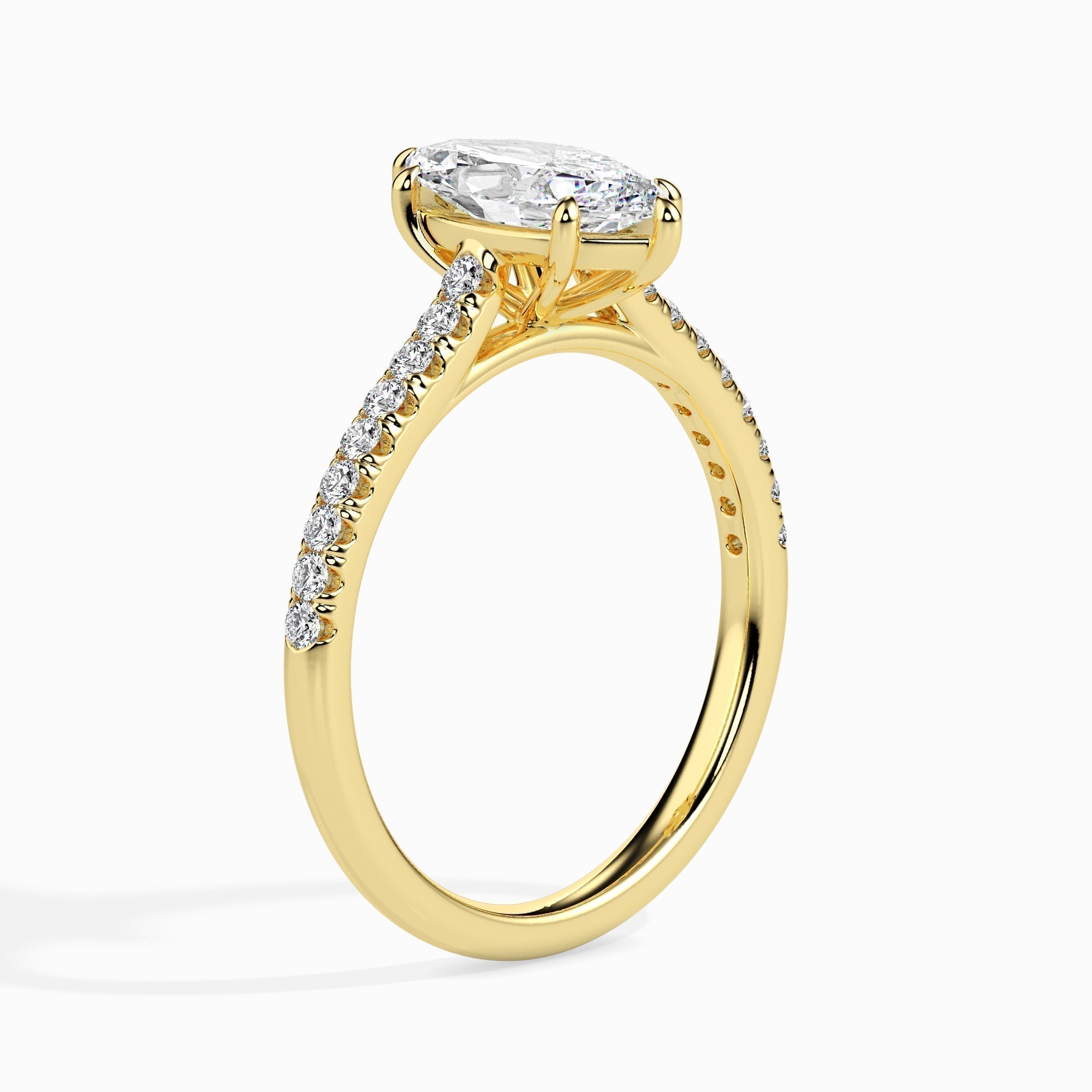 1.0 CT Marquise Cut Pave CVD F/VS Diamond Engagement Ring 6