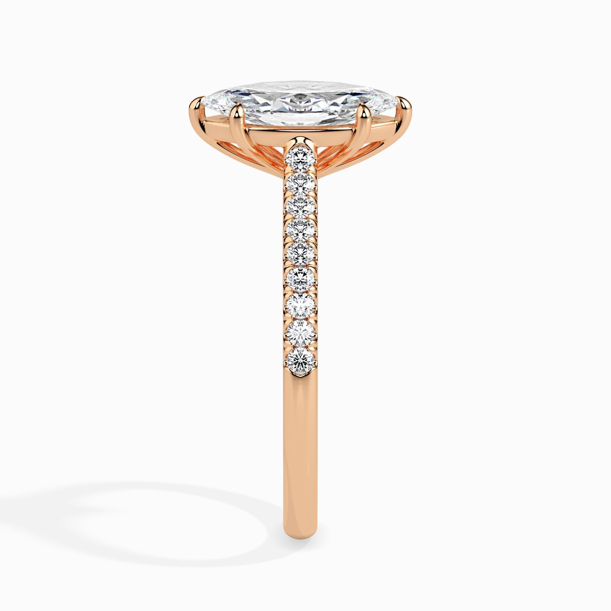 1.0 CT Marquise Cut Pave CVD F/VS Diamond Engagement Ring 9
