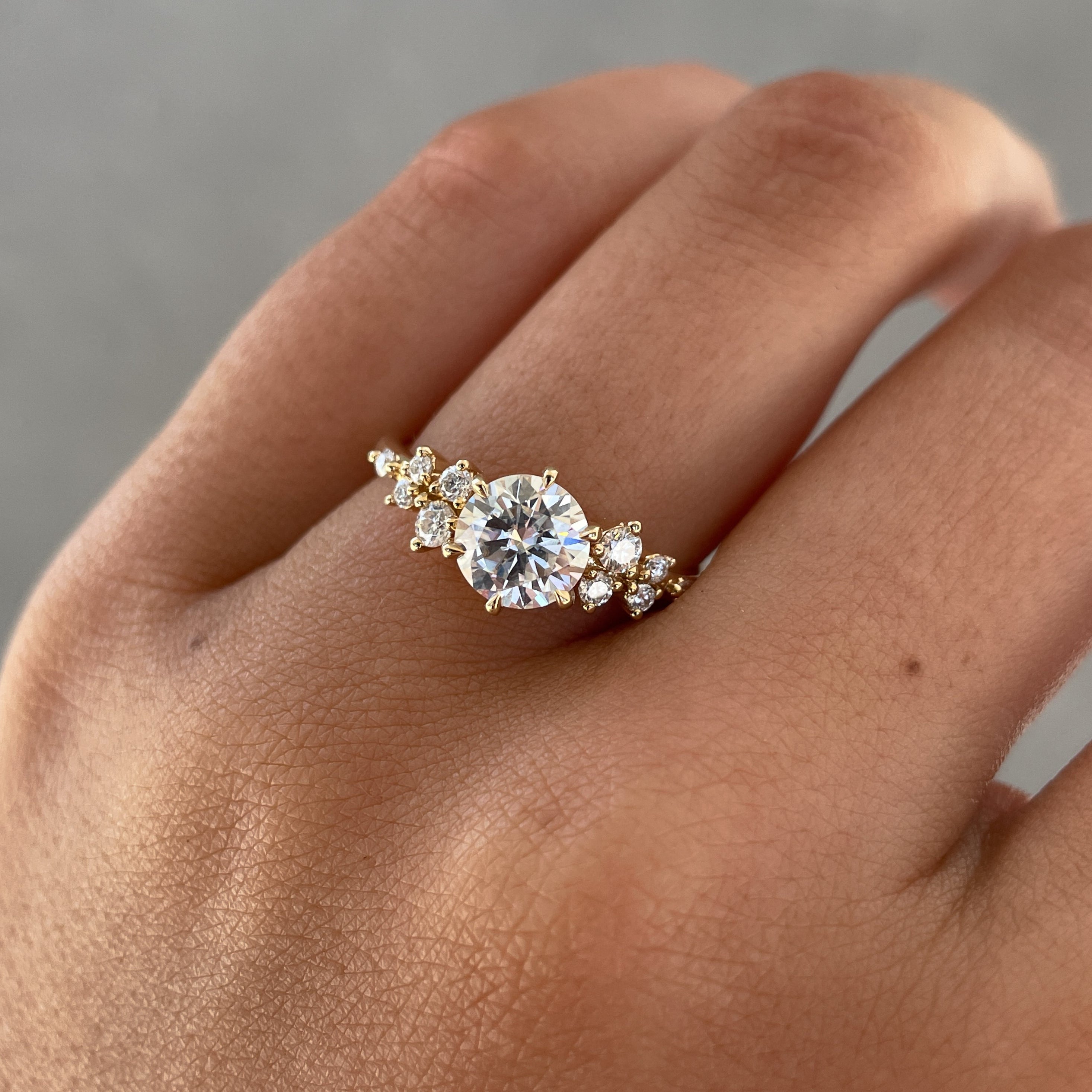 Round Cluster Lab Grown Diamond Engagement Ring