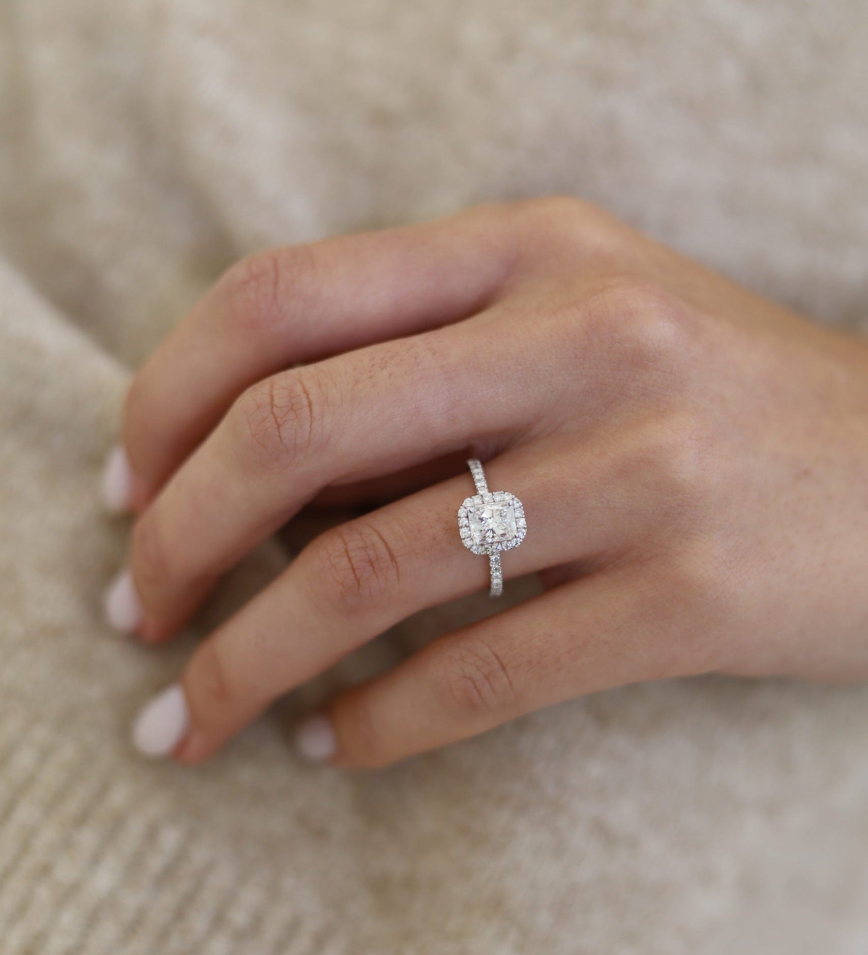 Radiant Halo & Pave Lab Grown Diamond Engagement Ring