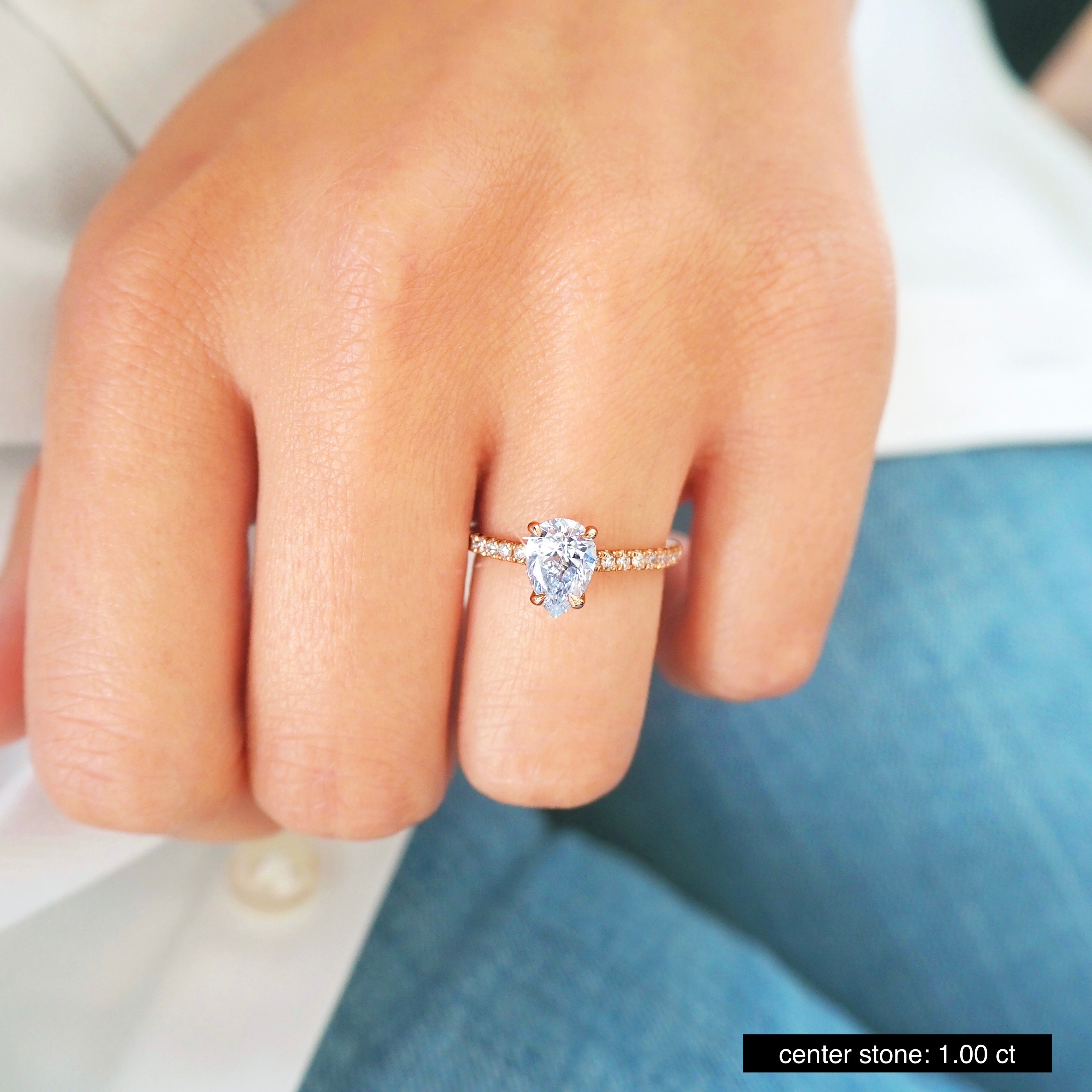 2 CT Pear Cut Pave CVD F/VS1 Diamond Engagement Ring 10